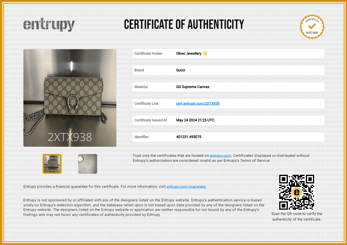 Gucci Dionysus GG Supreme Wallet on Chain