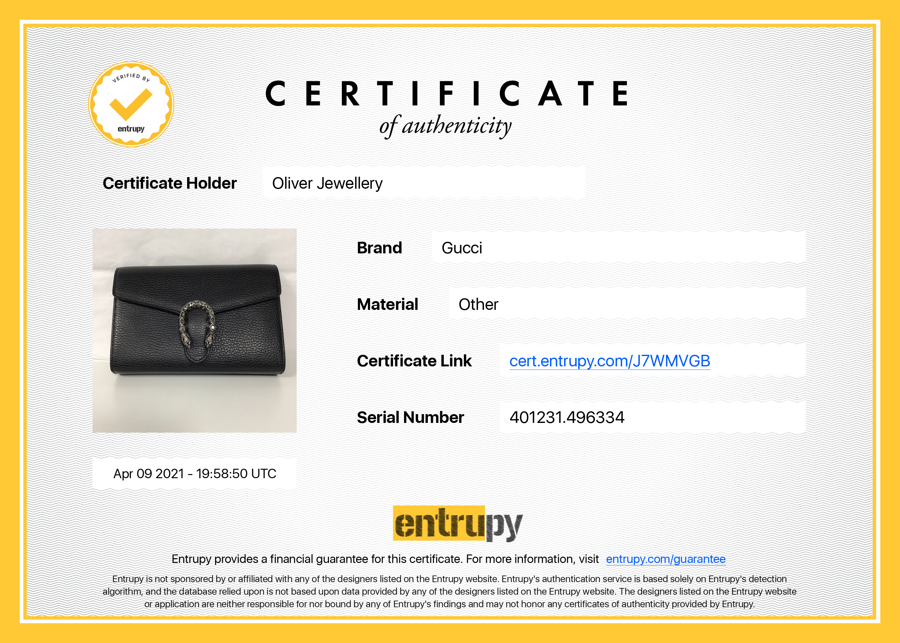 Gucci Dionysus Leather Mini Chain Bag w/ Box