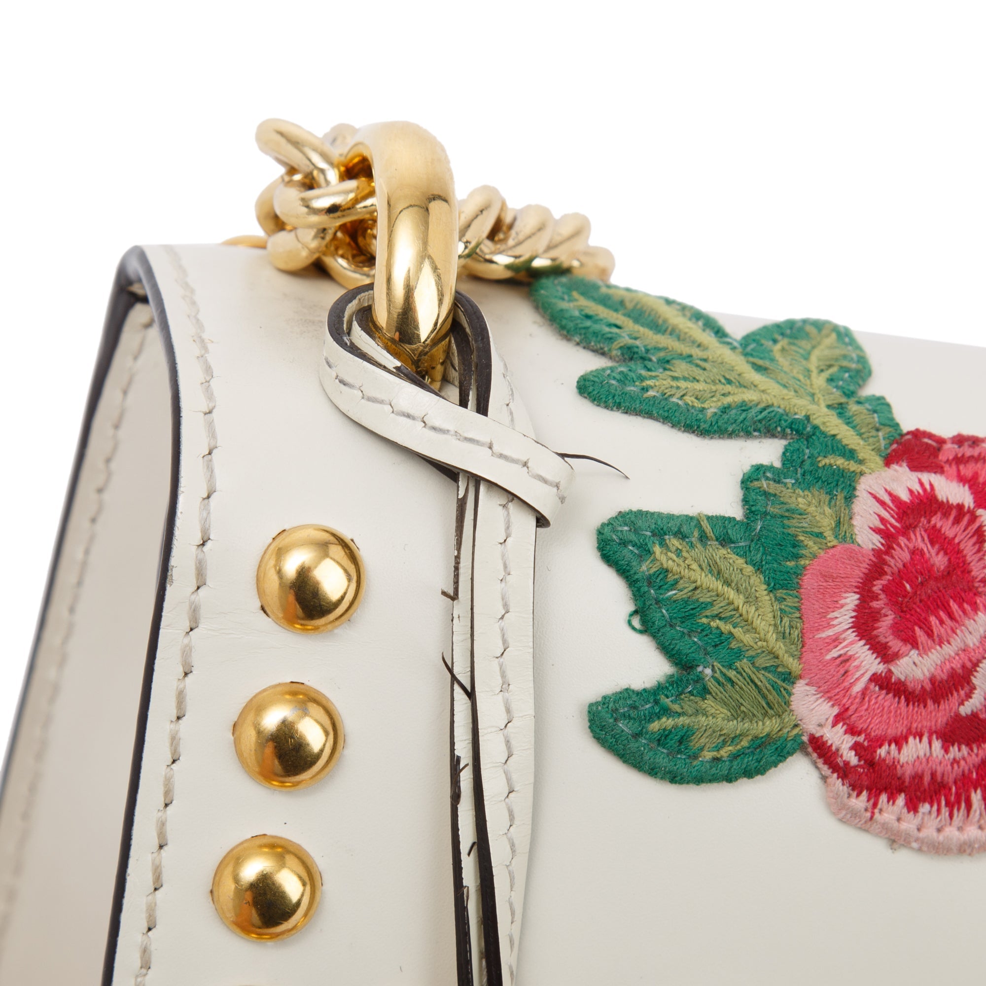 Gucci Embroidered Studded Small GG Padlock Shoulder Bag