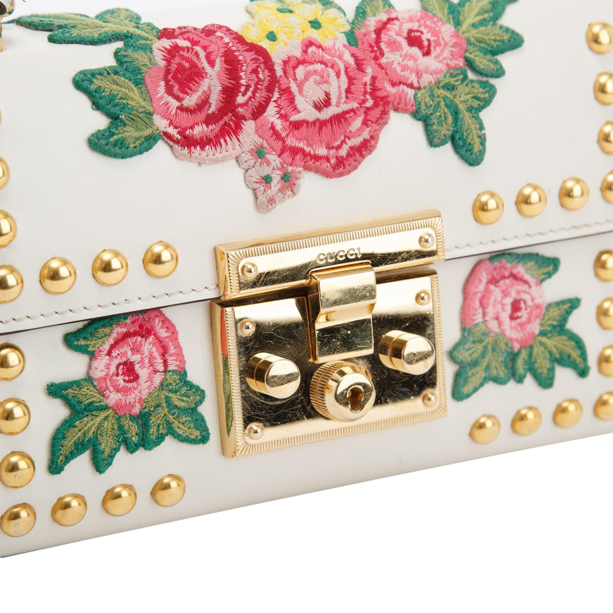 Gucci Embroidered Studded Small GG Padlock Shoulder Bag