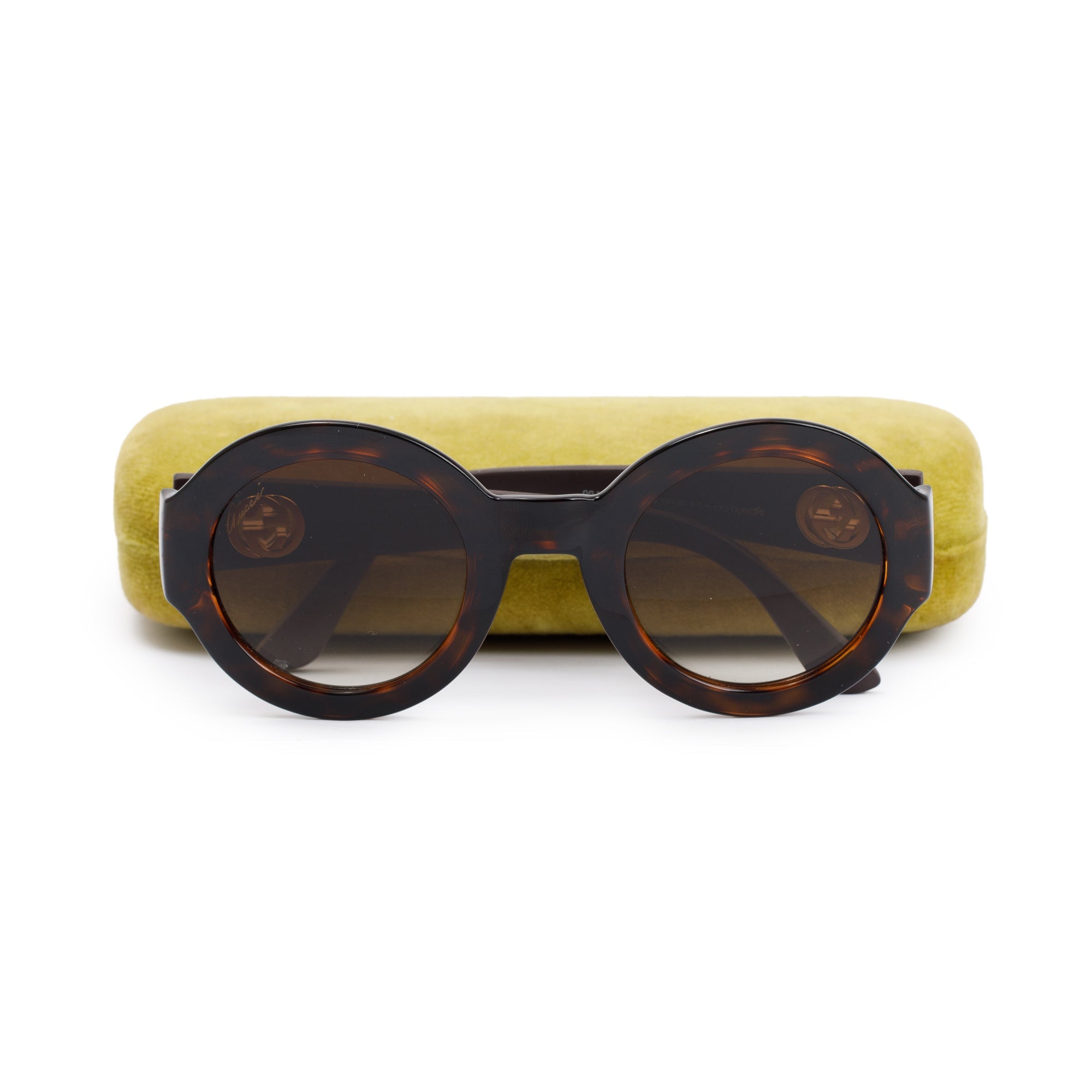 Gucci GG 3788/S Havana Acetate Diamante Round Sunglasses w/ Case