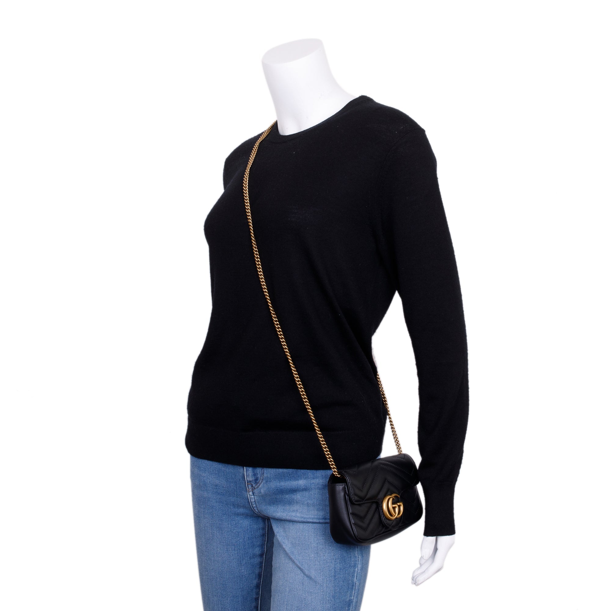 Gucci GG Black Marmont Matelasse Super Mini Bag