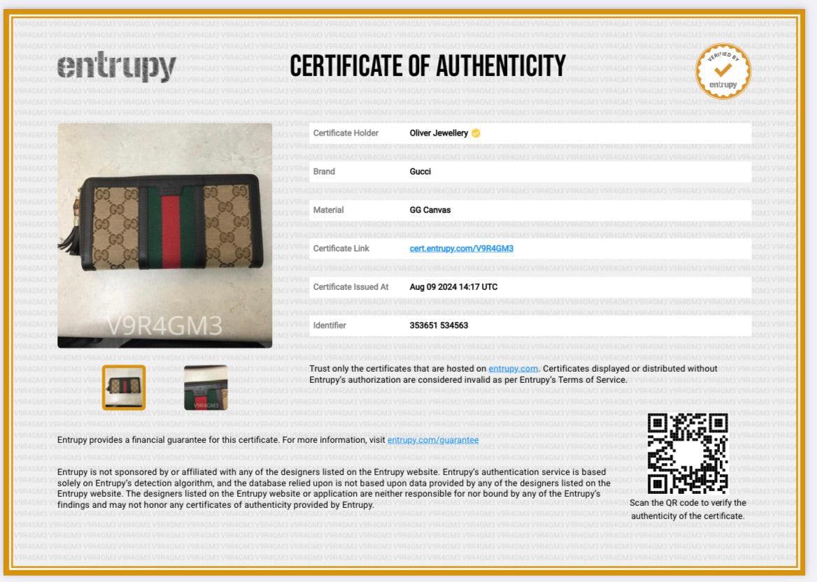 Gucci GG Canvas Bamboo Tassel Zip Around Wallet