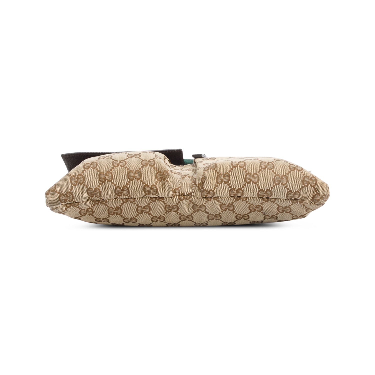 Gucci GG Canvas Brown Leather Trim Double Pocket Belt Bag