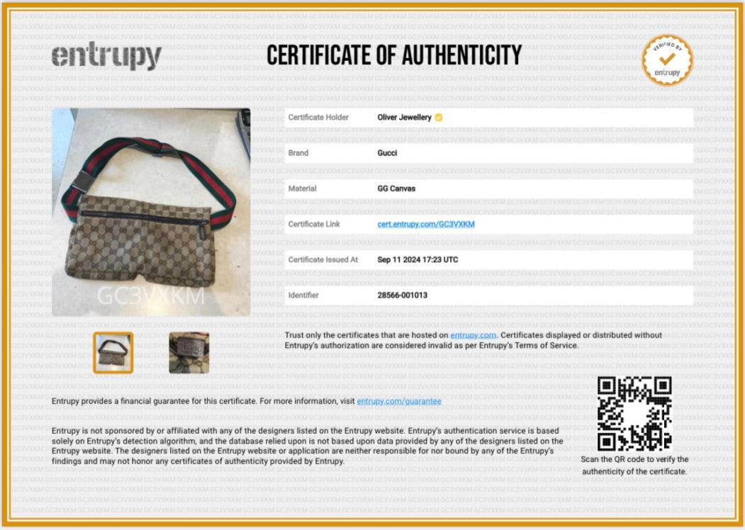 Gucci GG Canvas Brown Leather Trim Double Pocket Belt Bag