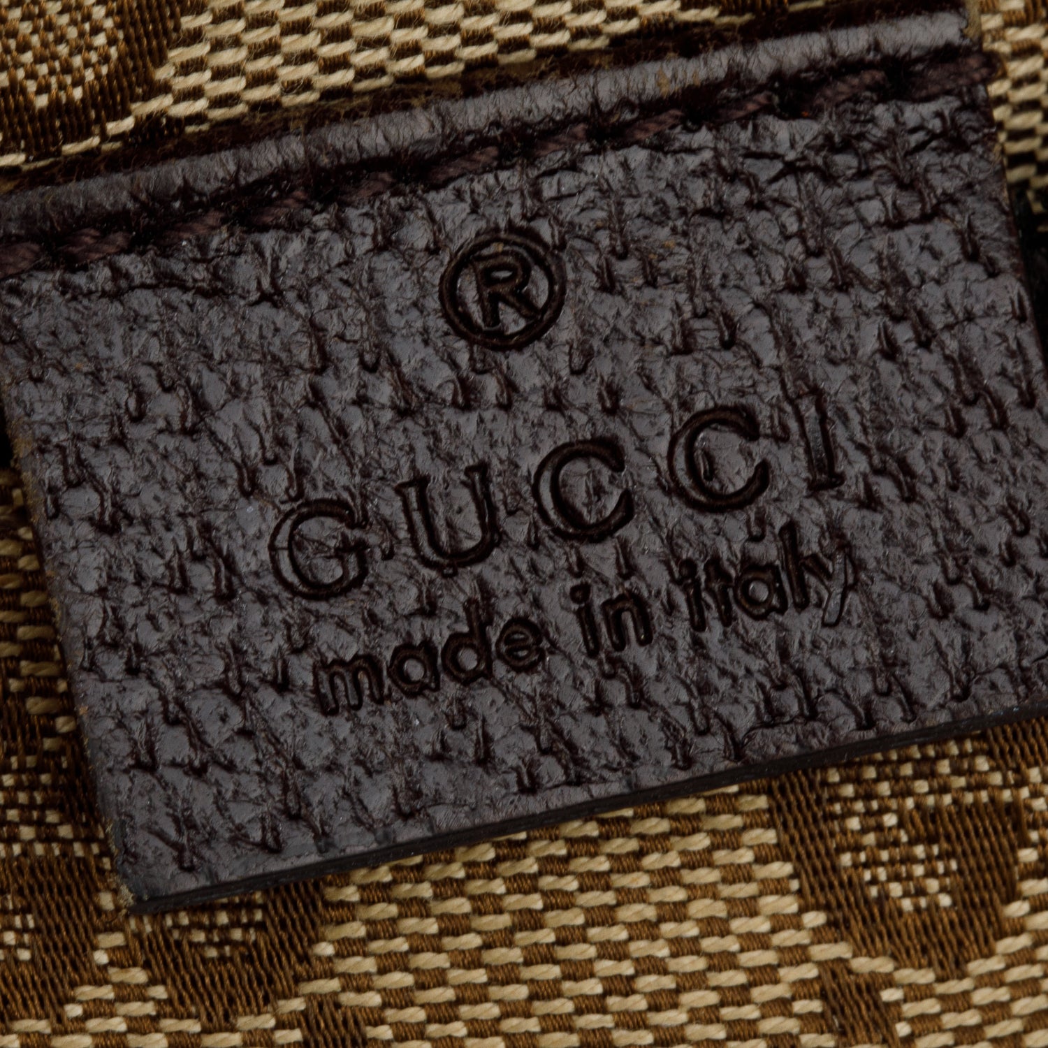 Gucci GG Canvas Brown Leather Trim Double Pocket Belt Bag
