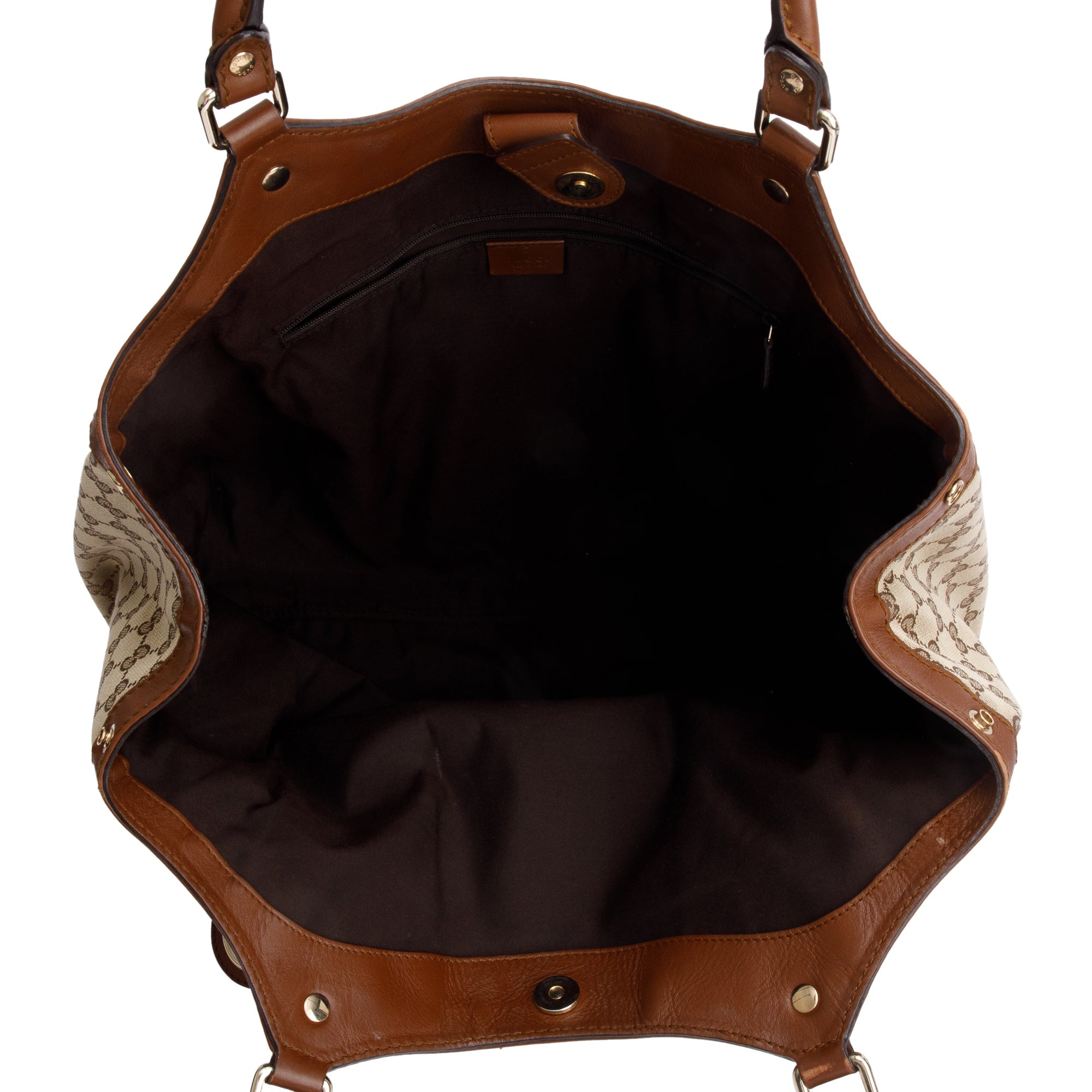 Gucci GG Canvas Brown Leather Trim Large Sukey Hobo