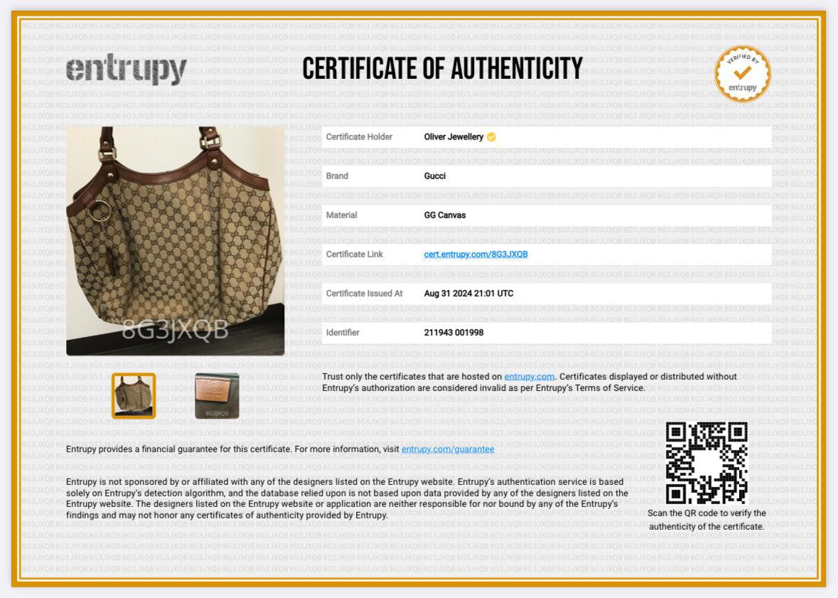 Gucci GG Canvas Brown Leather Trim Large Sukey Hobo