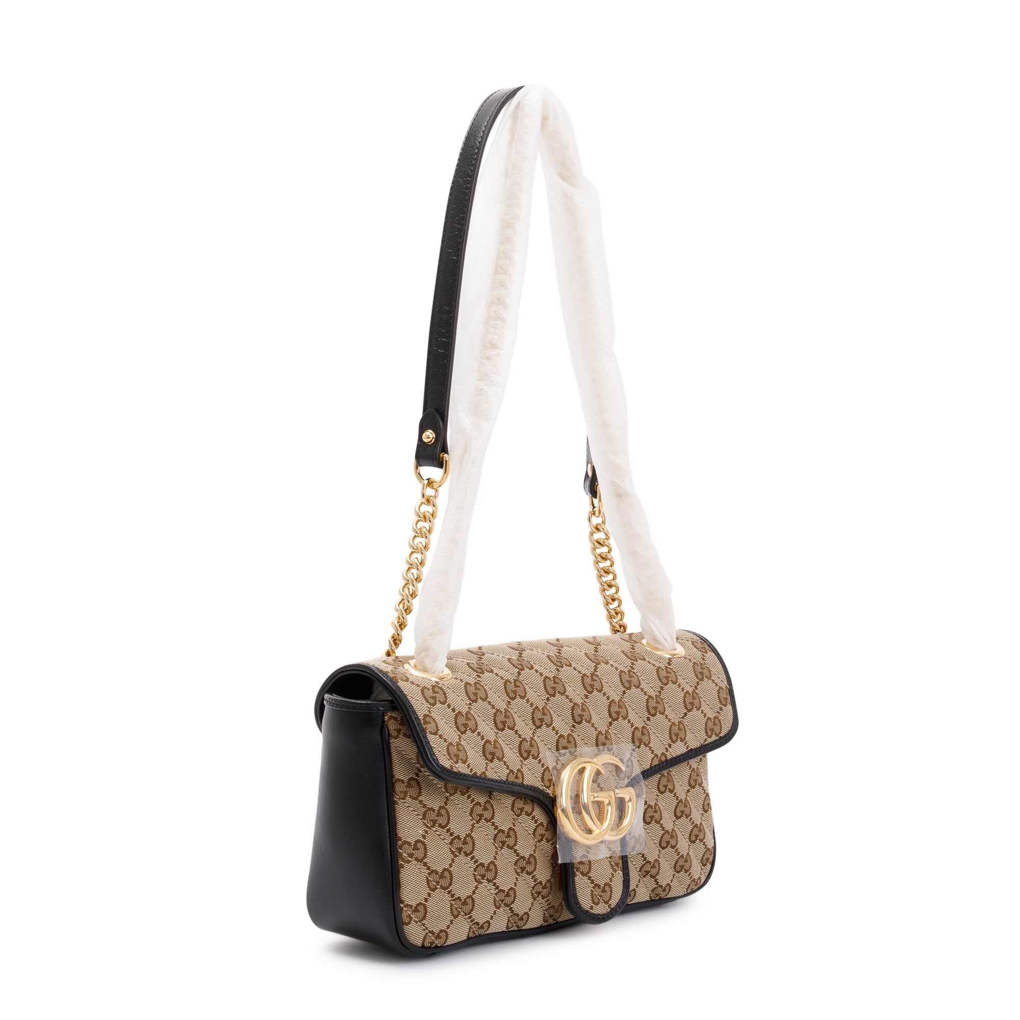 Gucci GG Canvas Marmont Diagonal Quilted Small Shoulder Bag