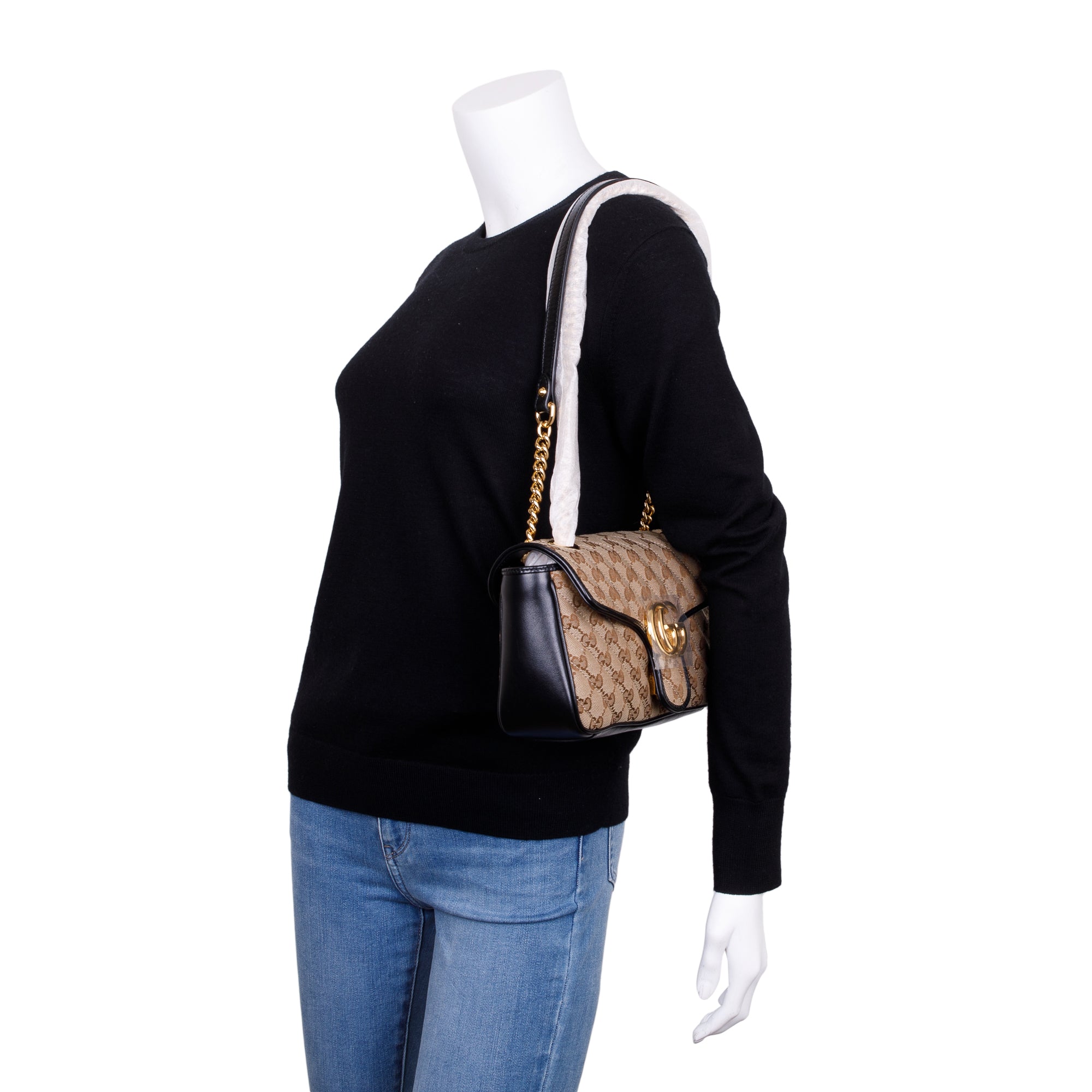 Gucci GG Canvas Marmont Diagonal Quilted Small Shoulder Bag