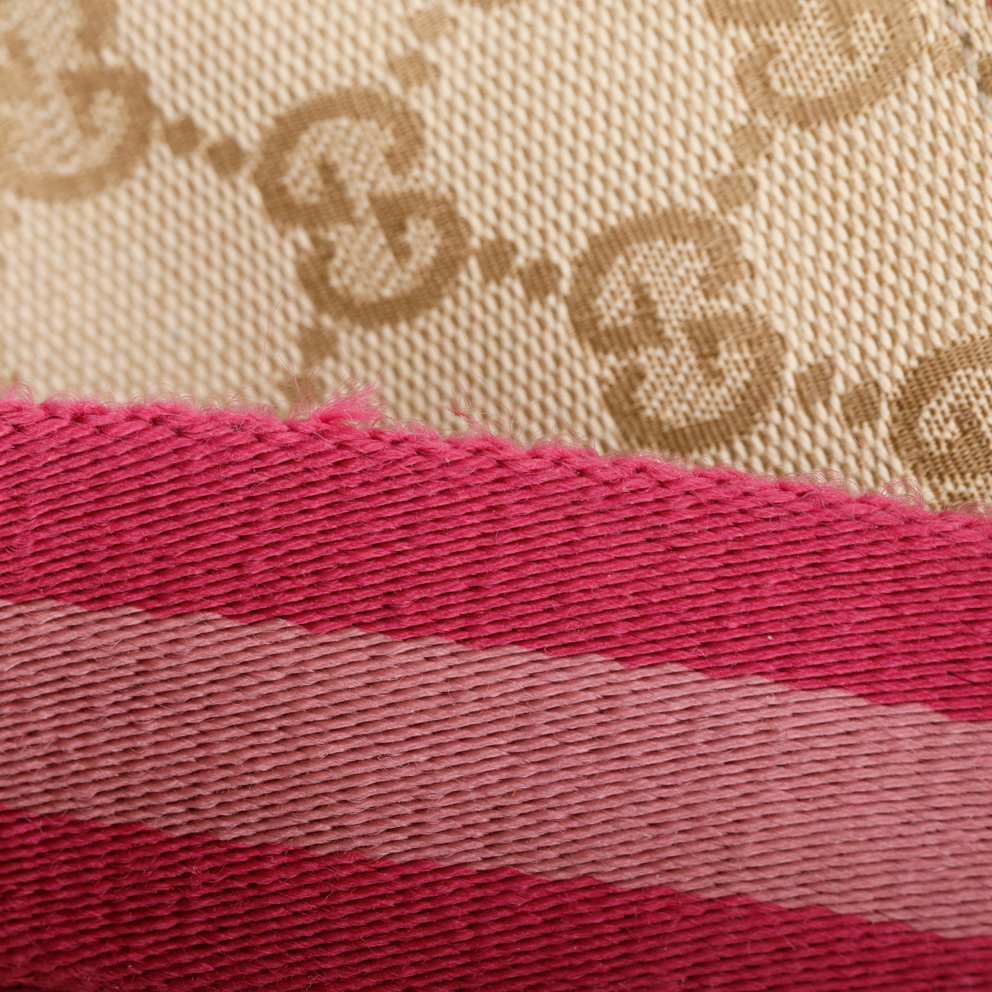 Gucci GG Canvas Pink Leather Trim Double Pocket Belt Bag