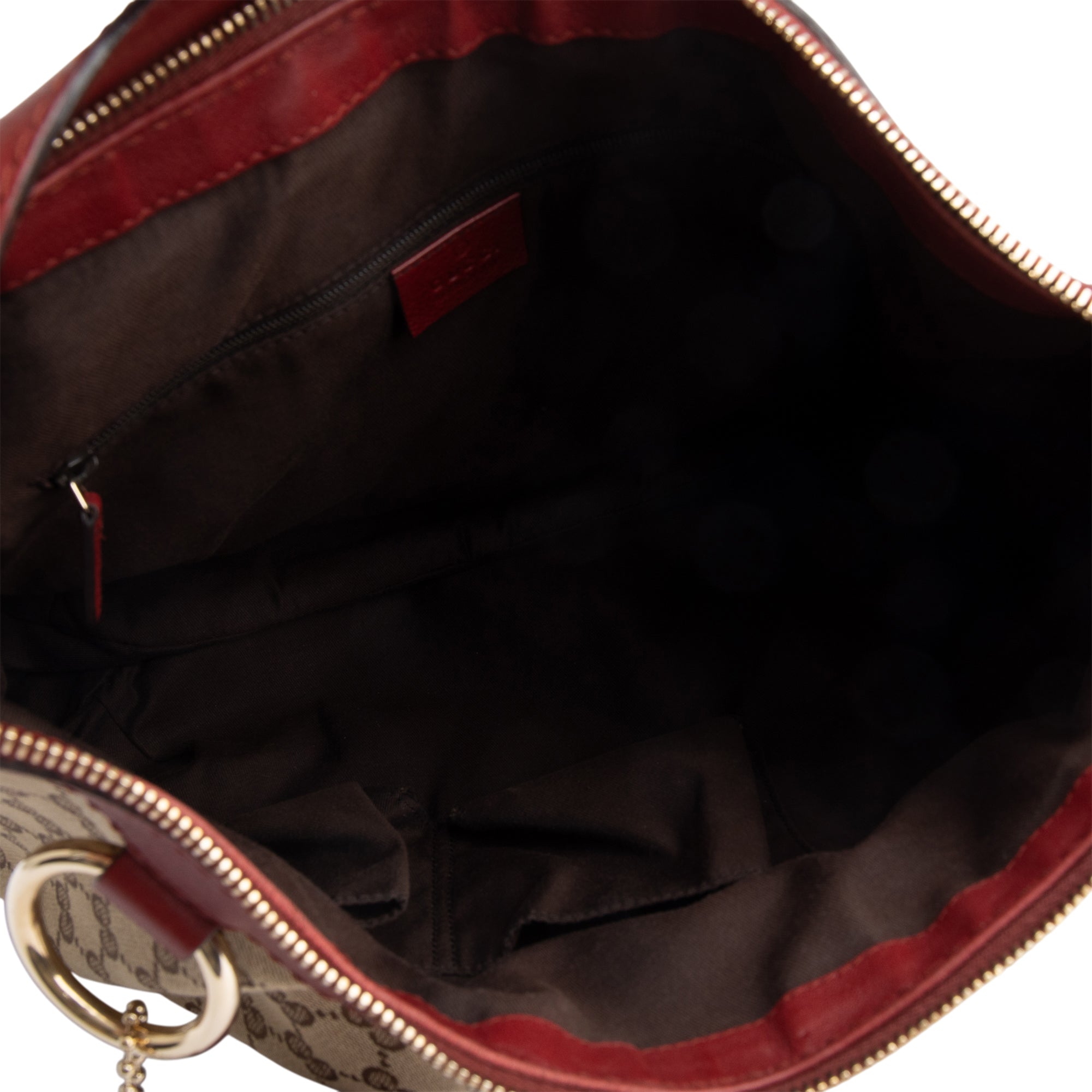 Gucci GG Canvas Red Leather Trim Large Sukey Hobo