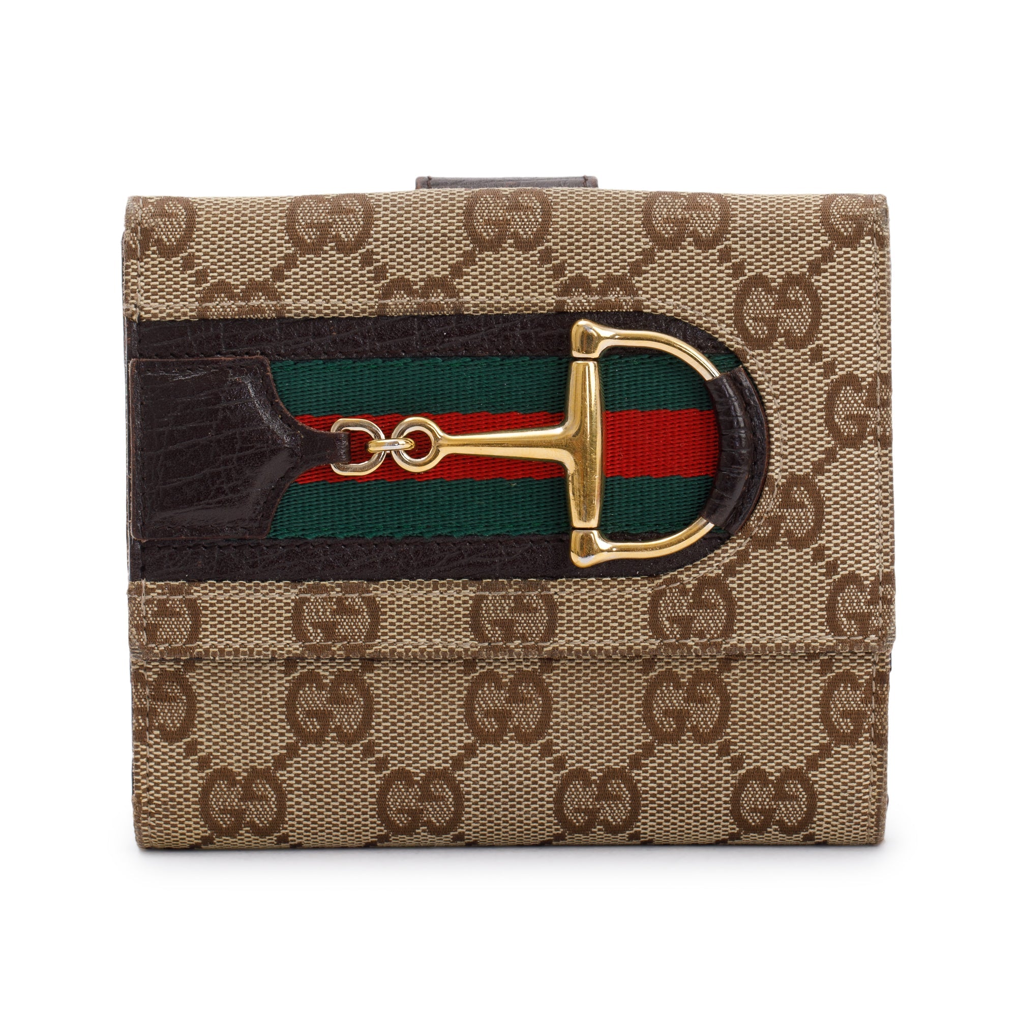 Gucci GG Canvas Vintage Web Horsebit Compact Wallet