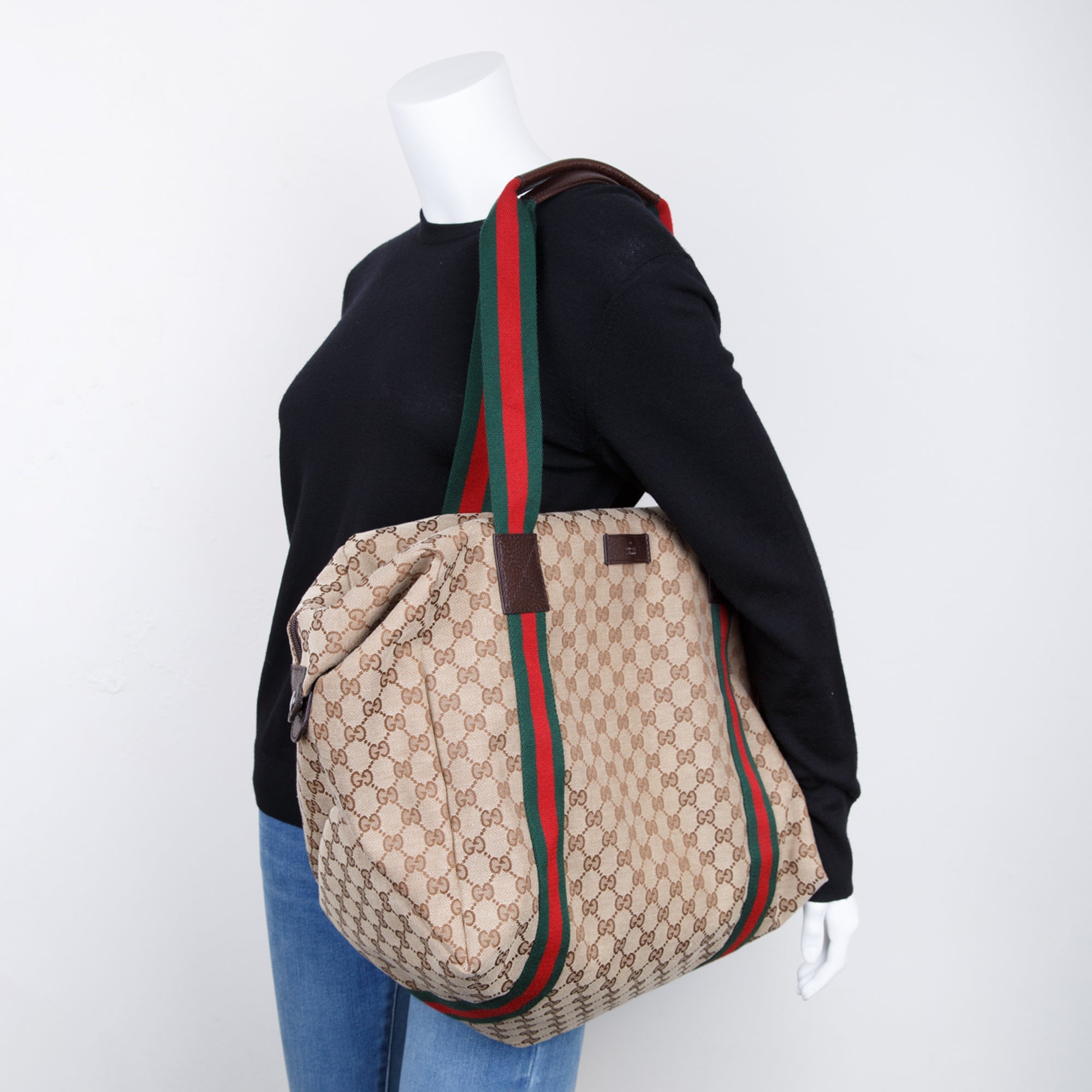 Gucci GG Canvas Web Medium Carry-On Duffle Bag