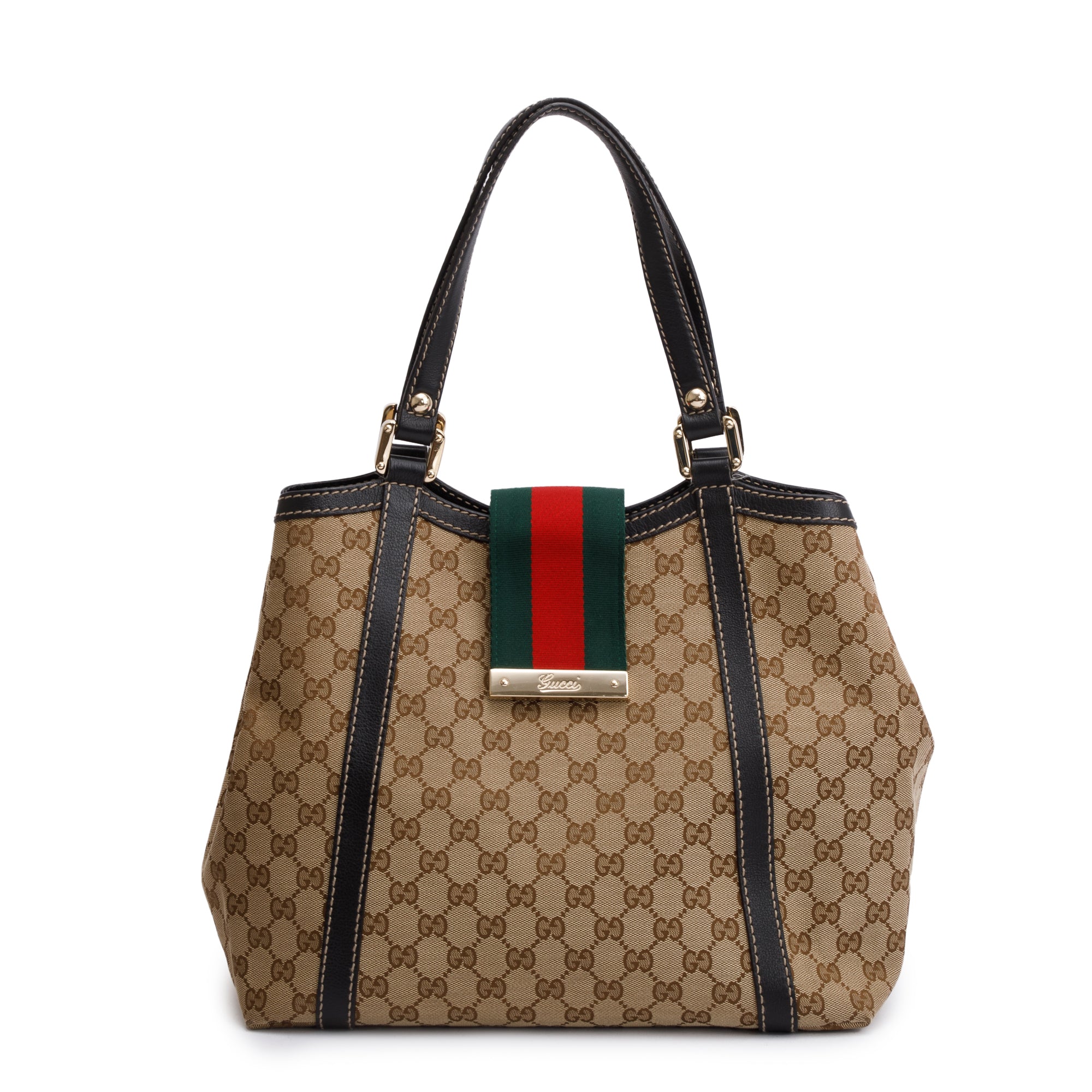 Gucci GG Canvas Web Medium New Ladies Shoulder Bag