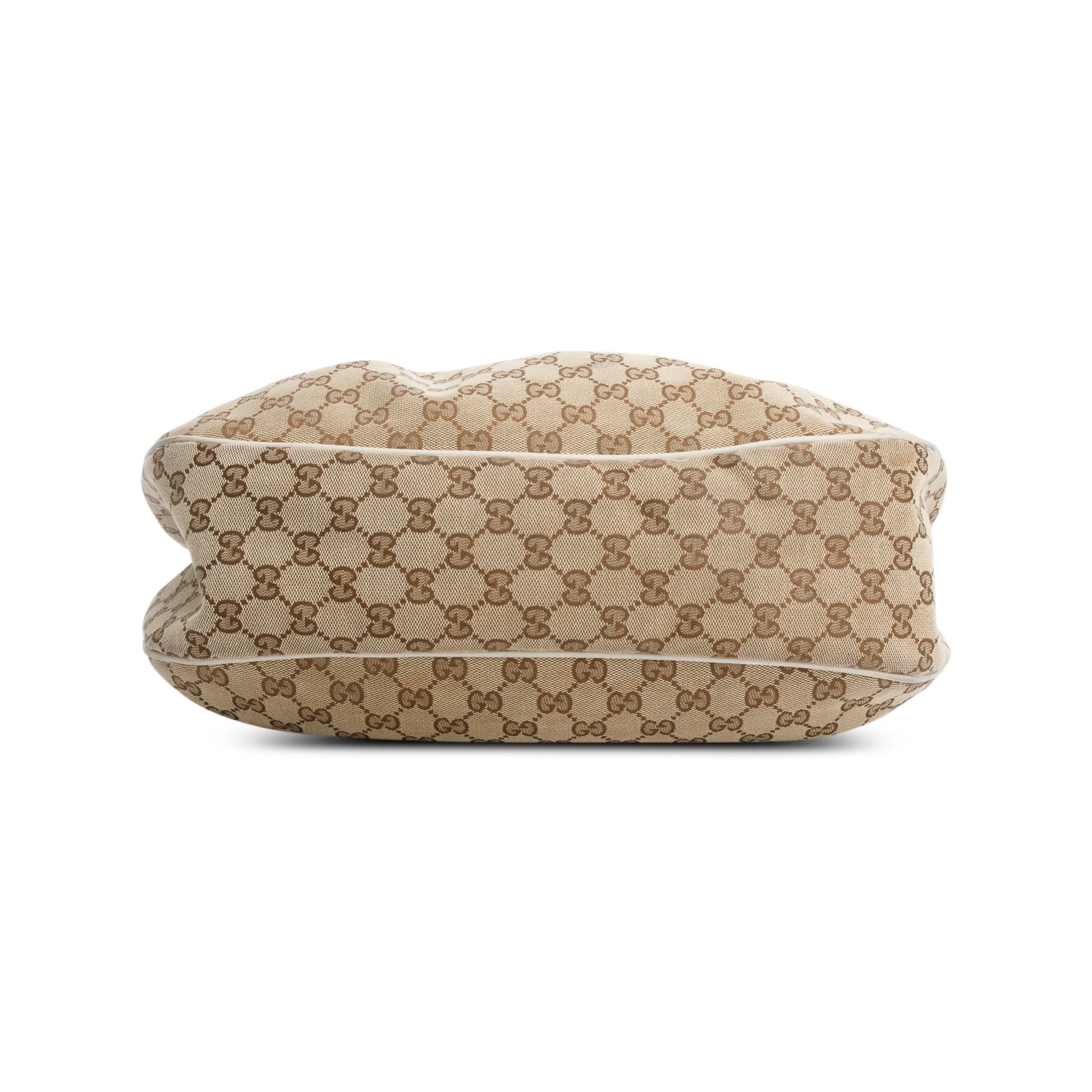 Gucci GG Canvas White Leather Trim Medium Sukey Hobo