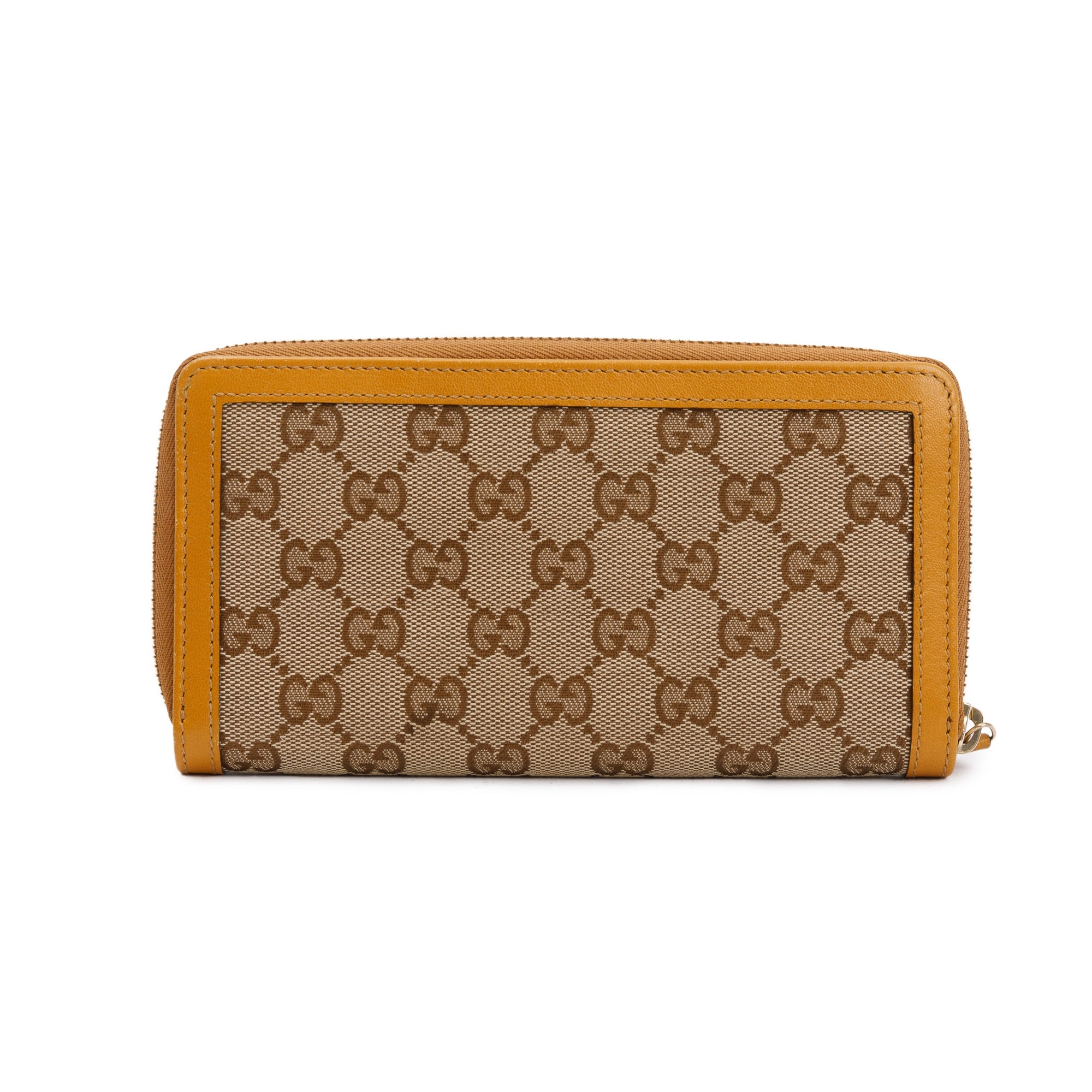 Gucci GG Canvas & Yellow Leather Sukey Zip Around Wallet