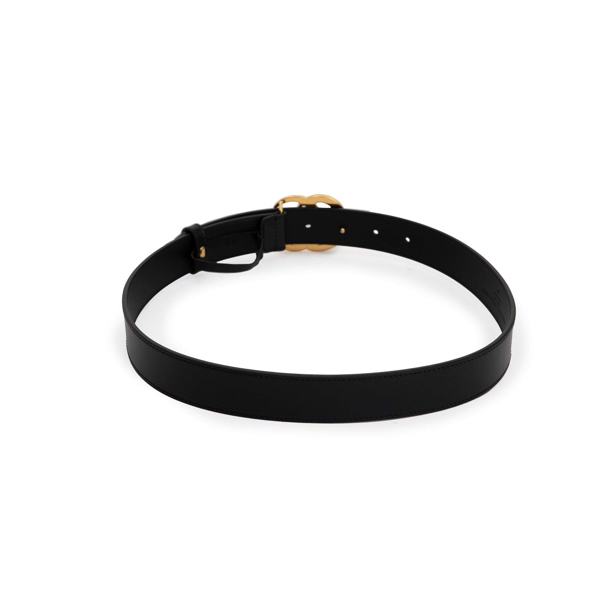 Gucci GG Marmont Black Leather Belt with Shiny Double G Buckle