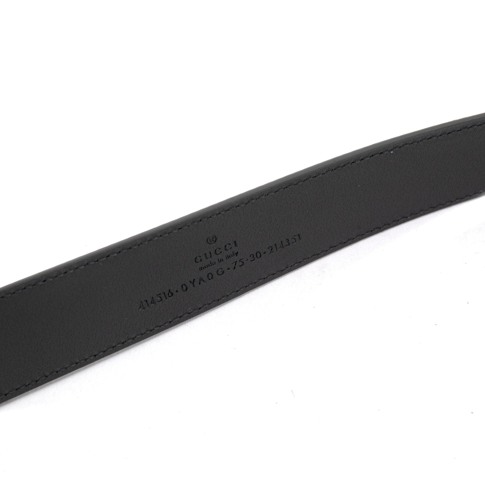 Gucci GG Marmont Black Leather Belt with Shiny Double G Buckle