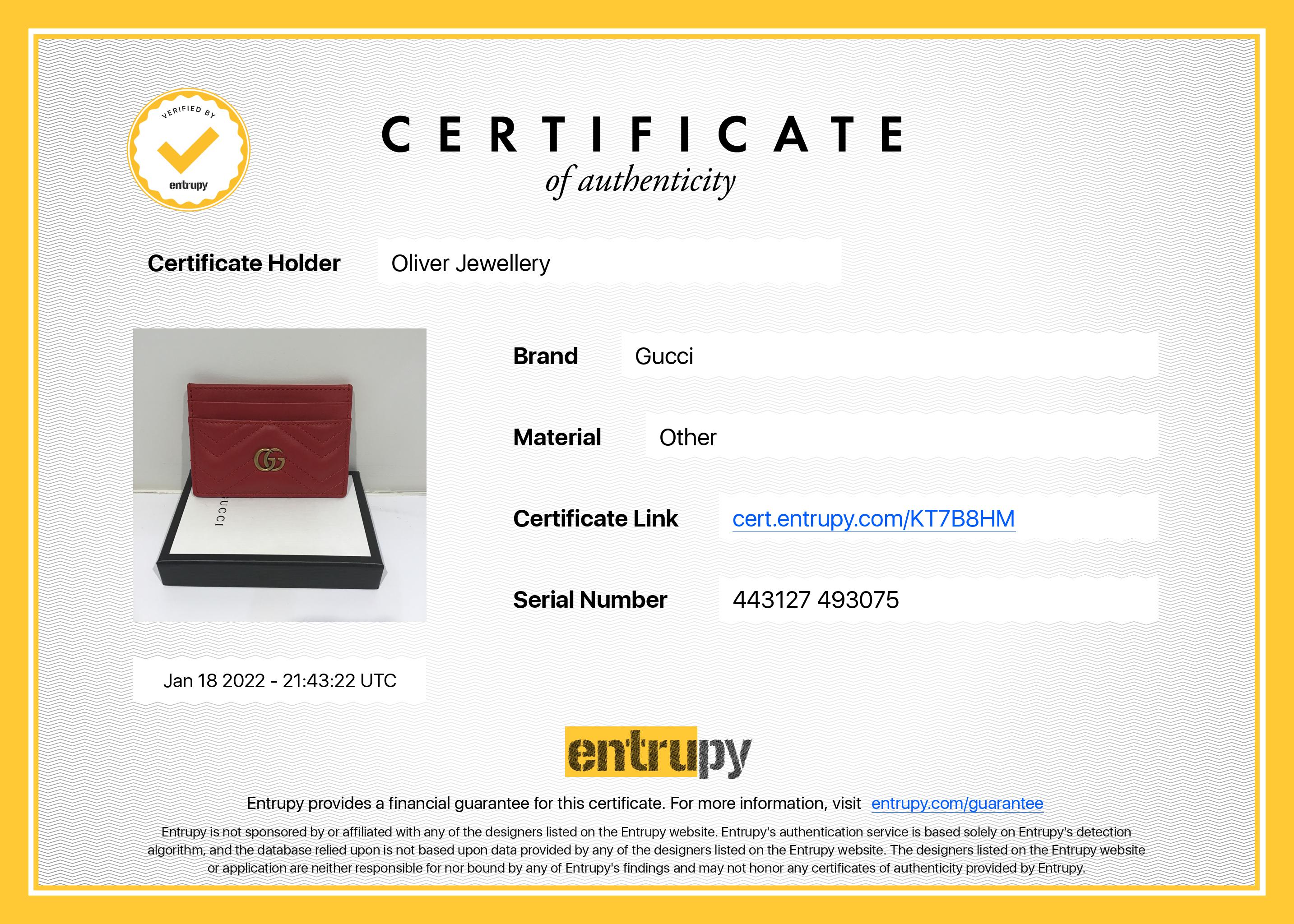 Gucci GG Marmont Card Case w/ Box