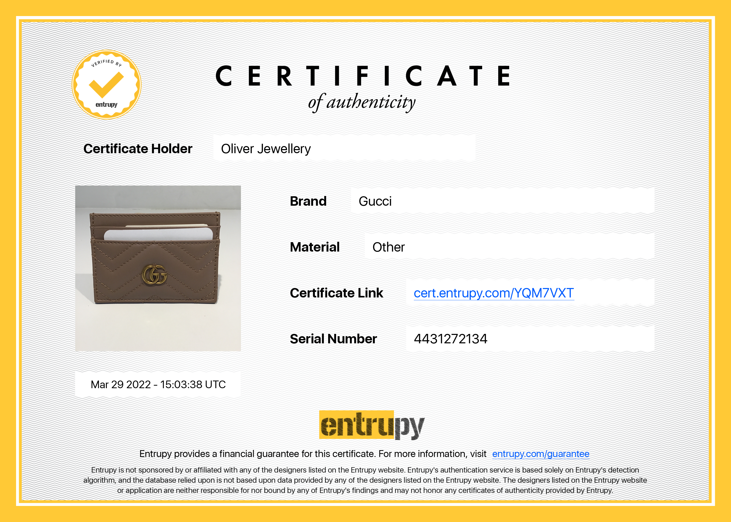 Gucci GG Marmont Card Case w/ Box