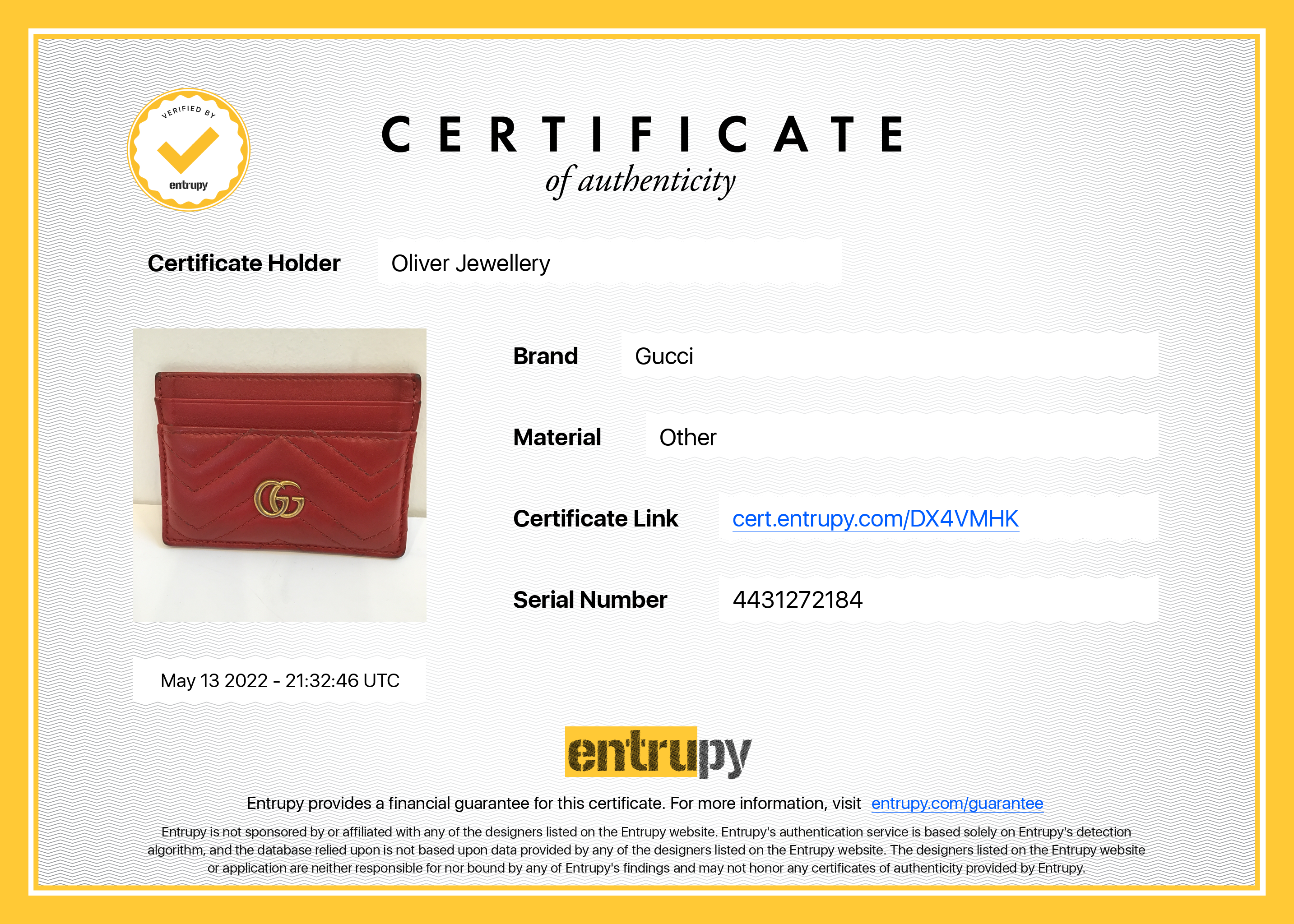 Gucci GG Marmont Card Case w/ Box