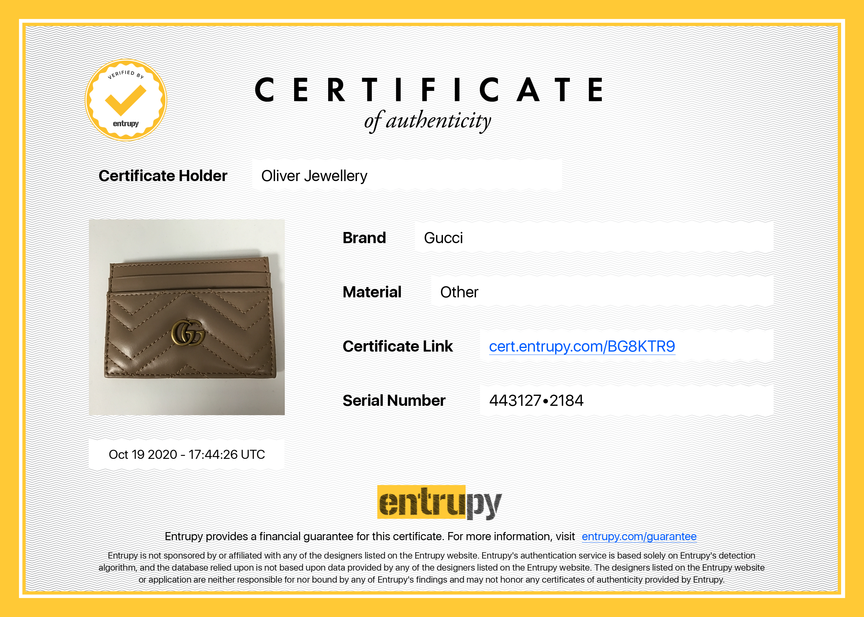 Gucci GG Marmont Card Case w/ Receipt & Box