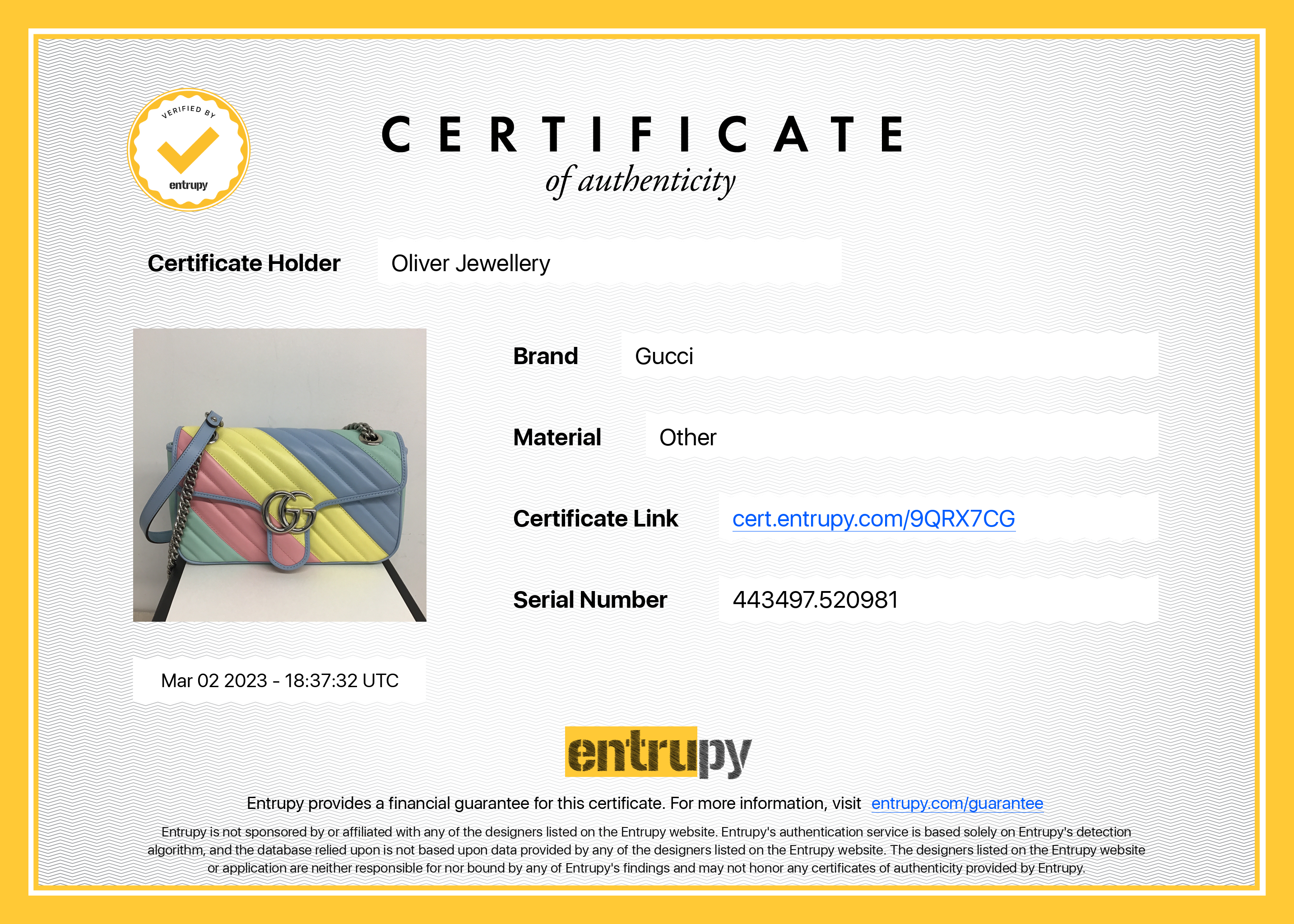 Gucci GG Marmont Diagonal Quilted Small Shoulder Bag w/ Box