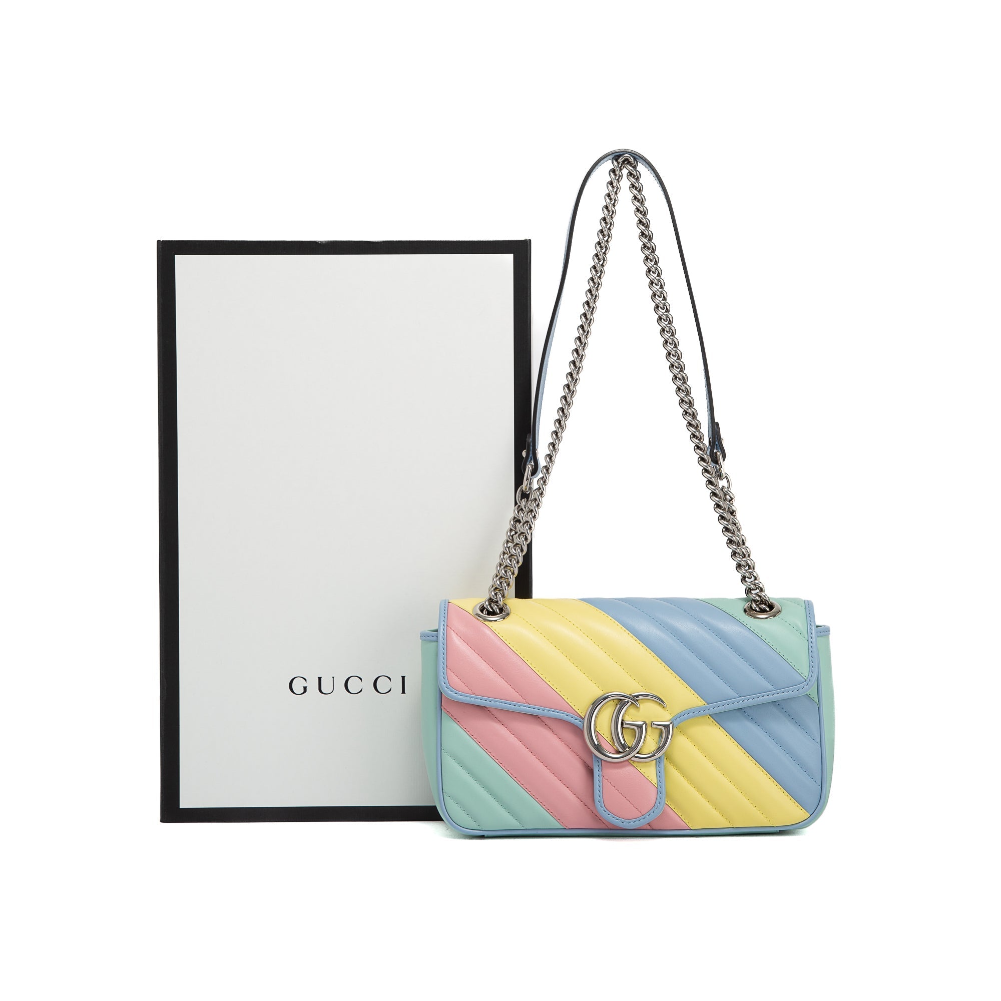 Gucci GG Marmont Diagonal Quilted Small Shoulder Bag w/ Box