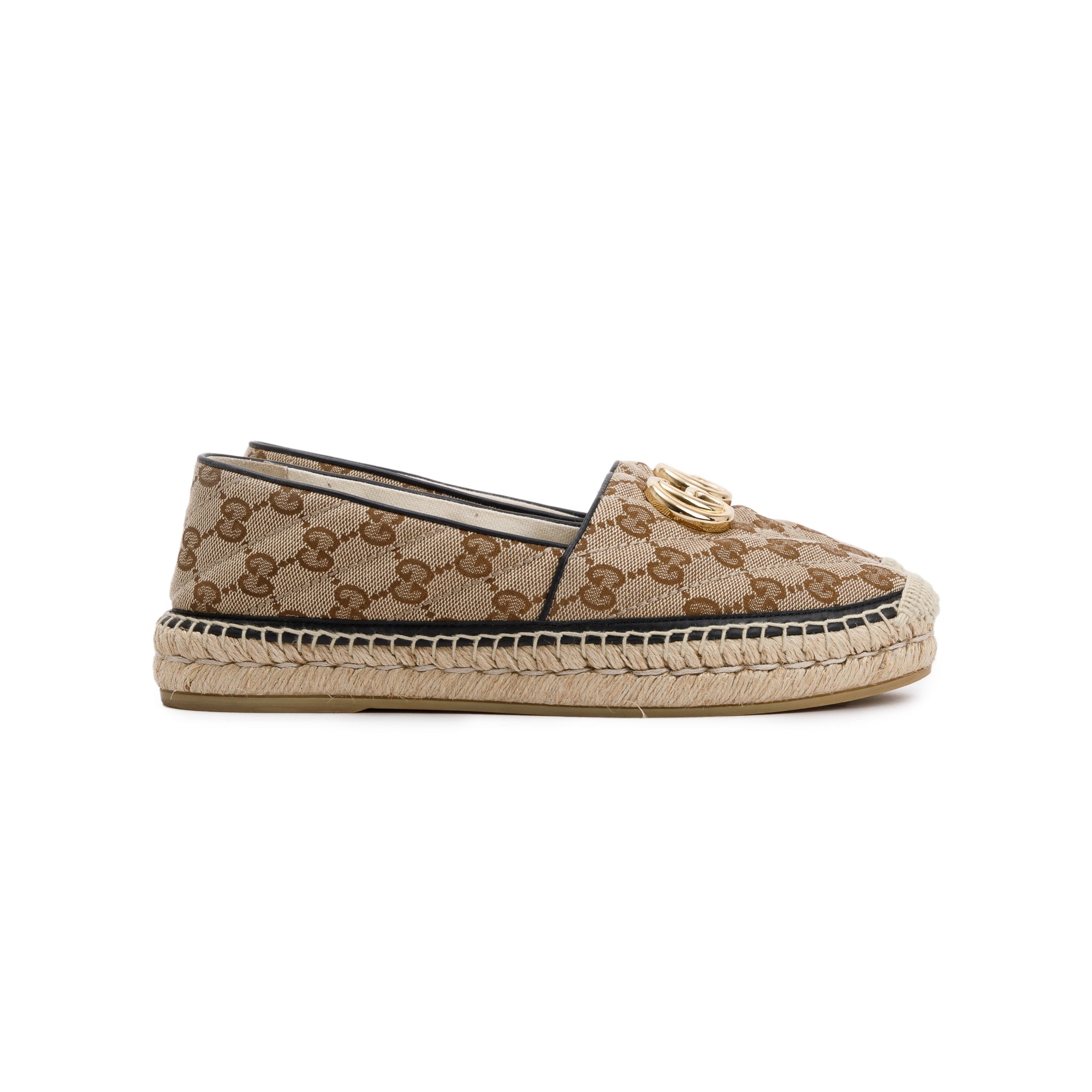 Gucci GG Matelasse Canvas Espadrille, Size 37.5 w/ Box