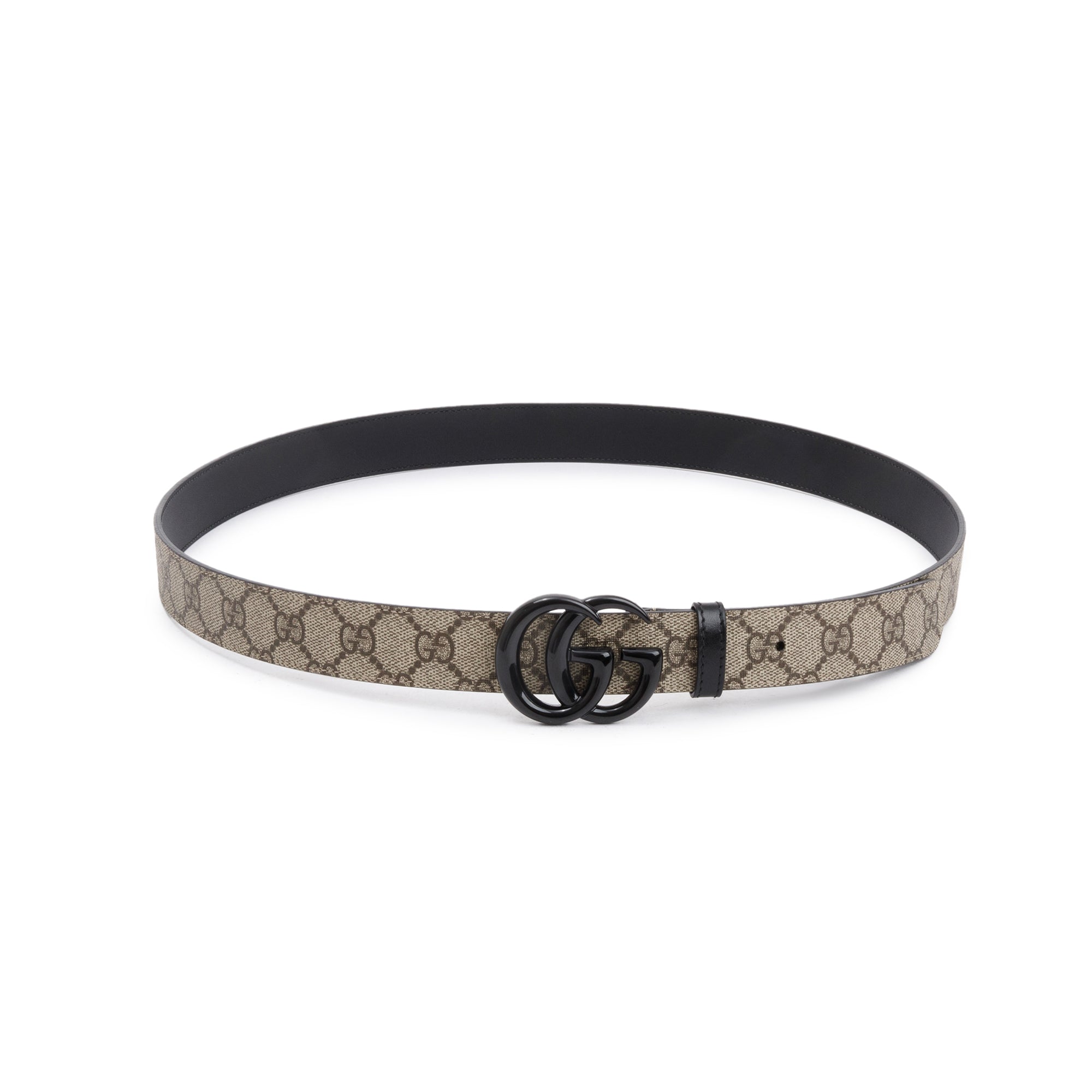 Gucci GG Supreme Belt with Black Ceramic Double G Buckle, 110 44