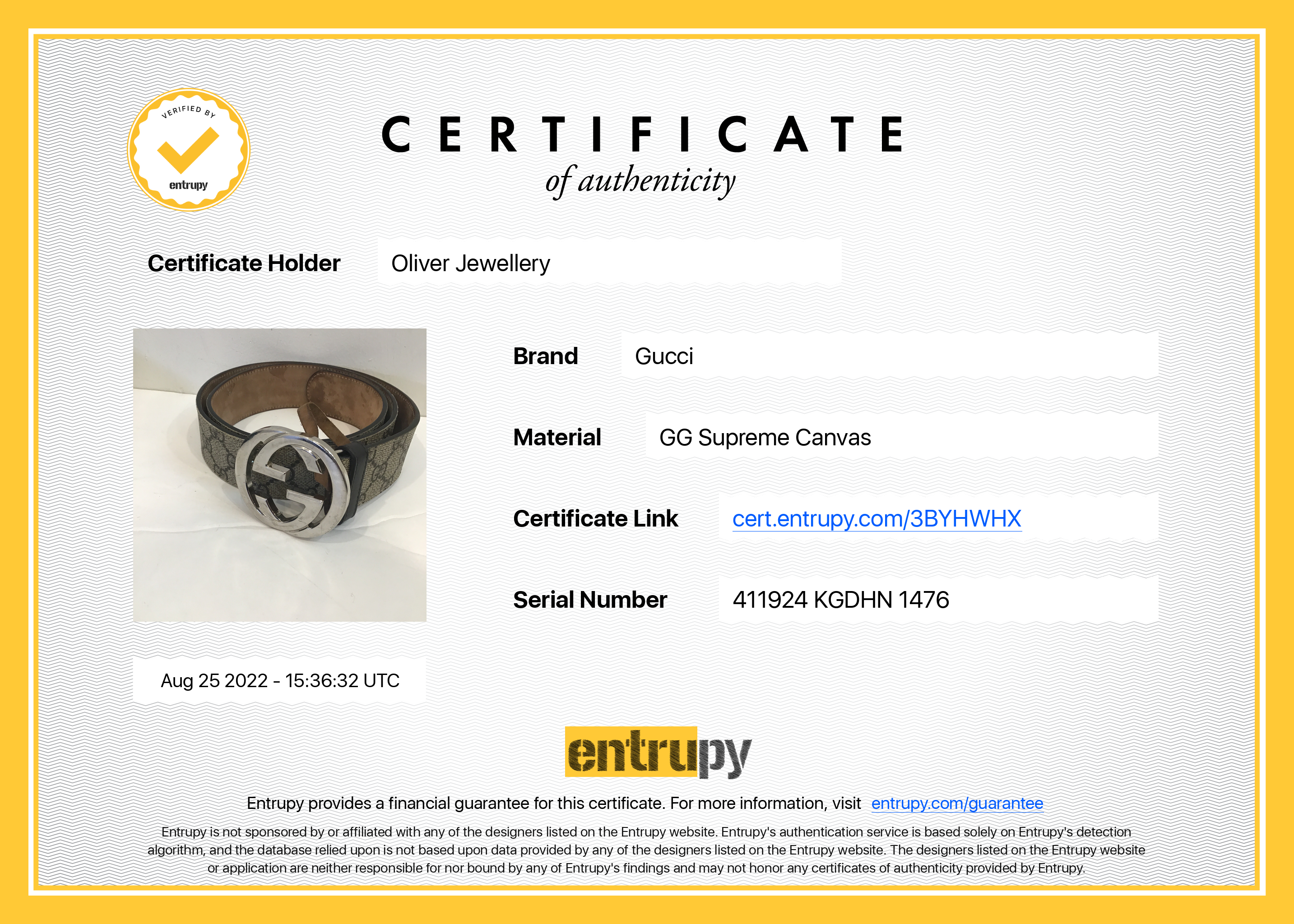 Gucci GG Supreme Belt with G Buckle