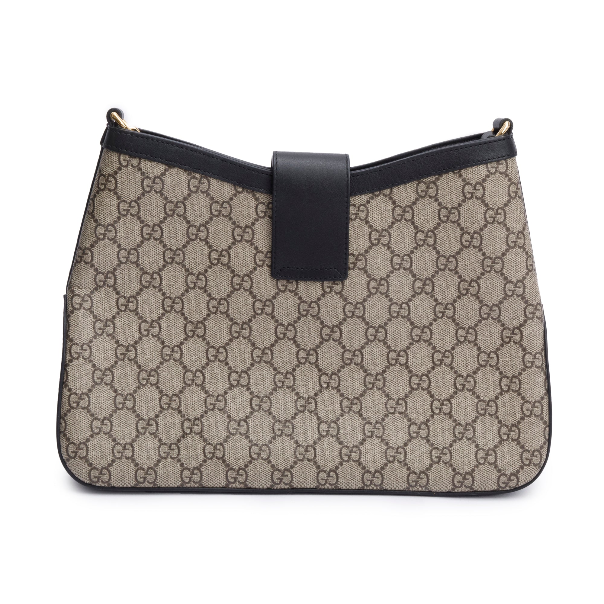Gucci GG Supreme Black Leather Padlock GG Medium Shoulder Bag