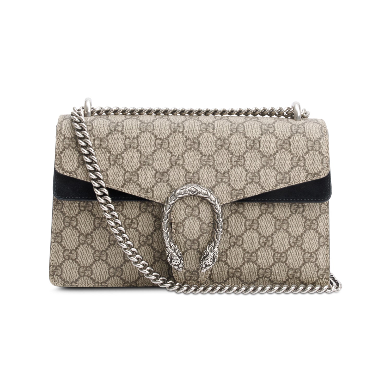 Gucci GG Supreme Black Suede Small Dionysus Shoulder Bag