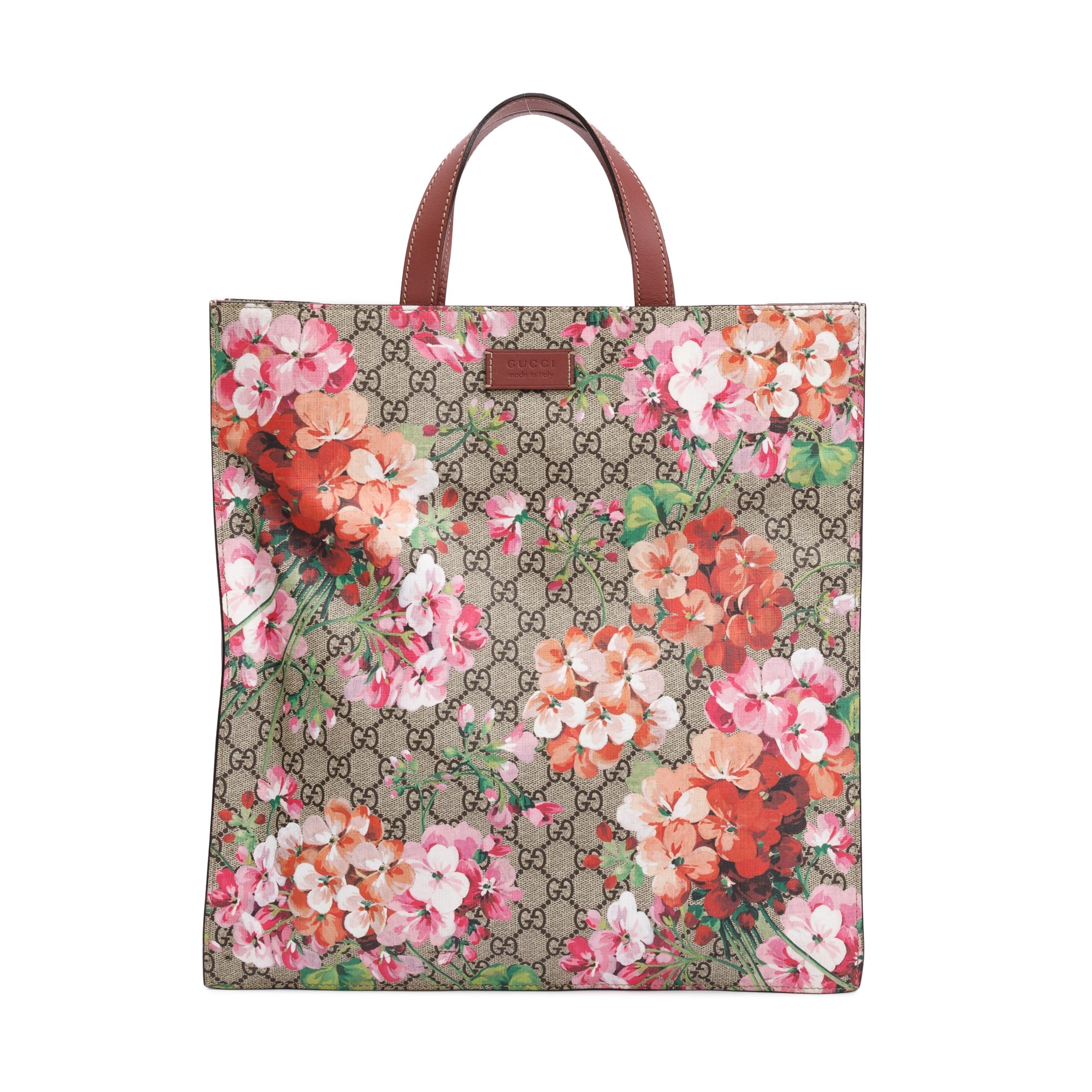 Gucci GG Supreme Blooms Canvas Soft Vertical Tote w/ Strap