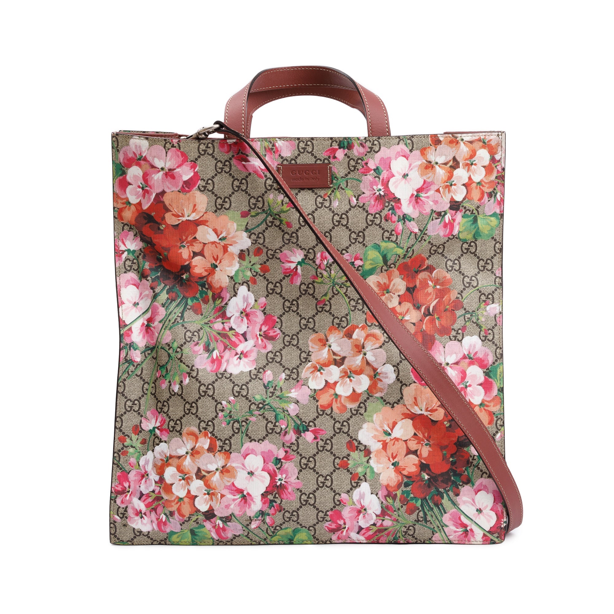 Gucci GG Supreme Blooms Canvas Soft Vertical Tote w/ Strap