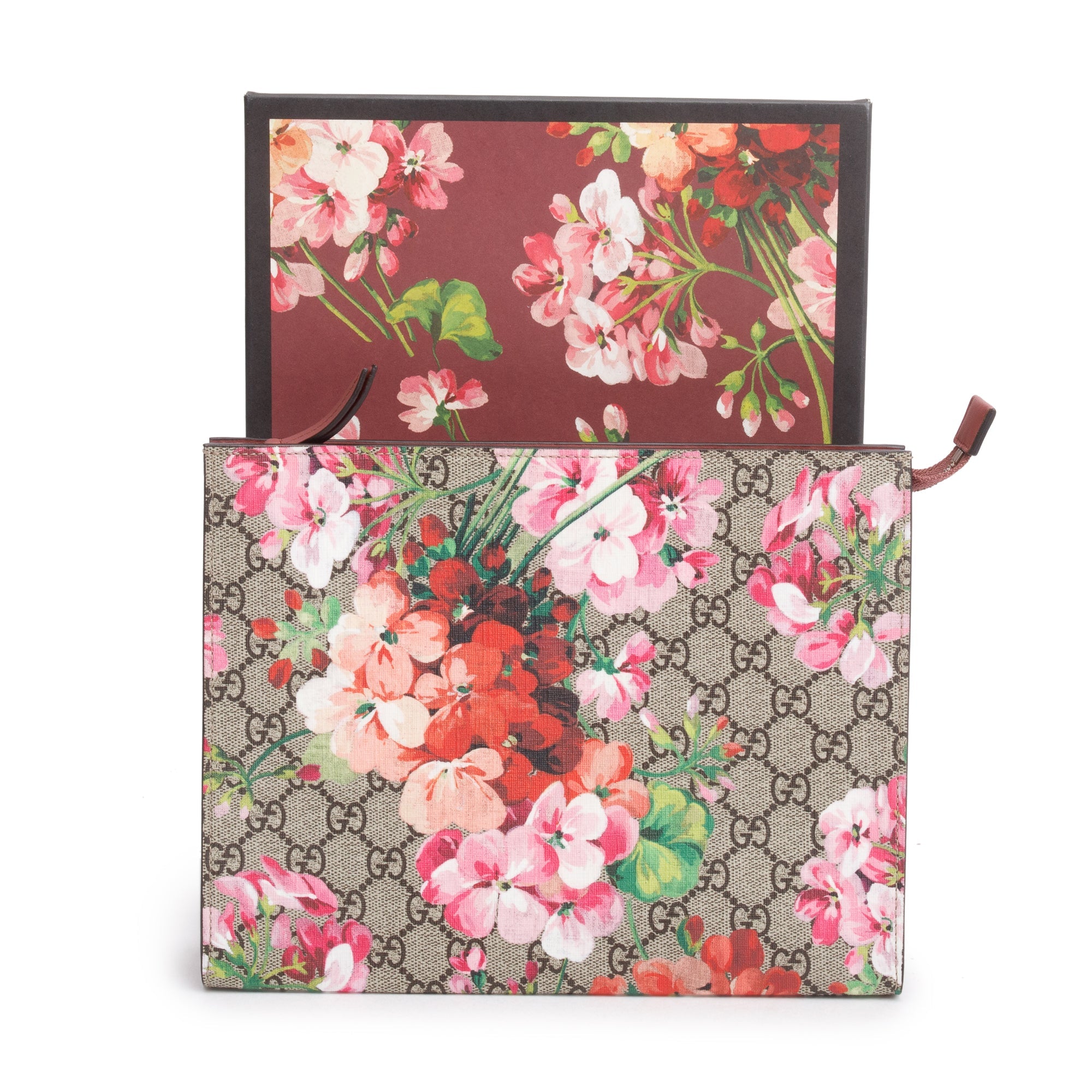 Gucci GG Supreme Blooms Large Cosmetics Zip Pouch w/ Box