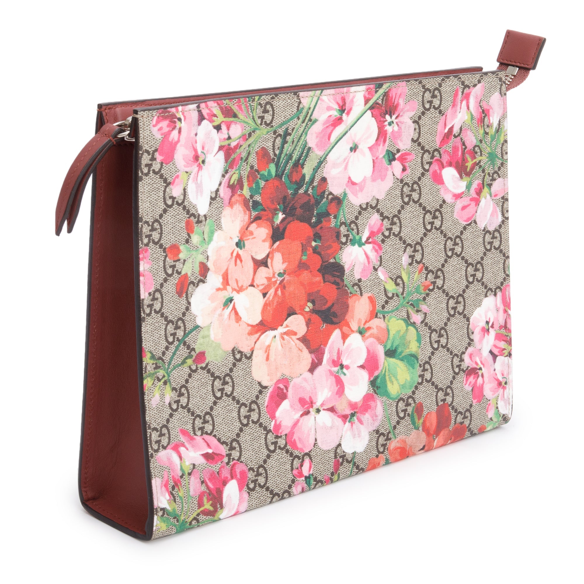Gucci GG Supreme Blooms Large Cosmetics Zip Pouch w/ Box
