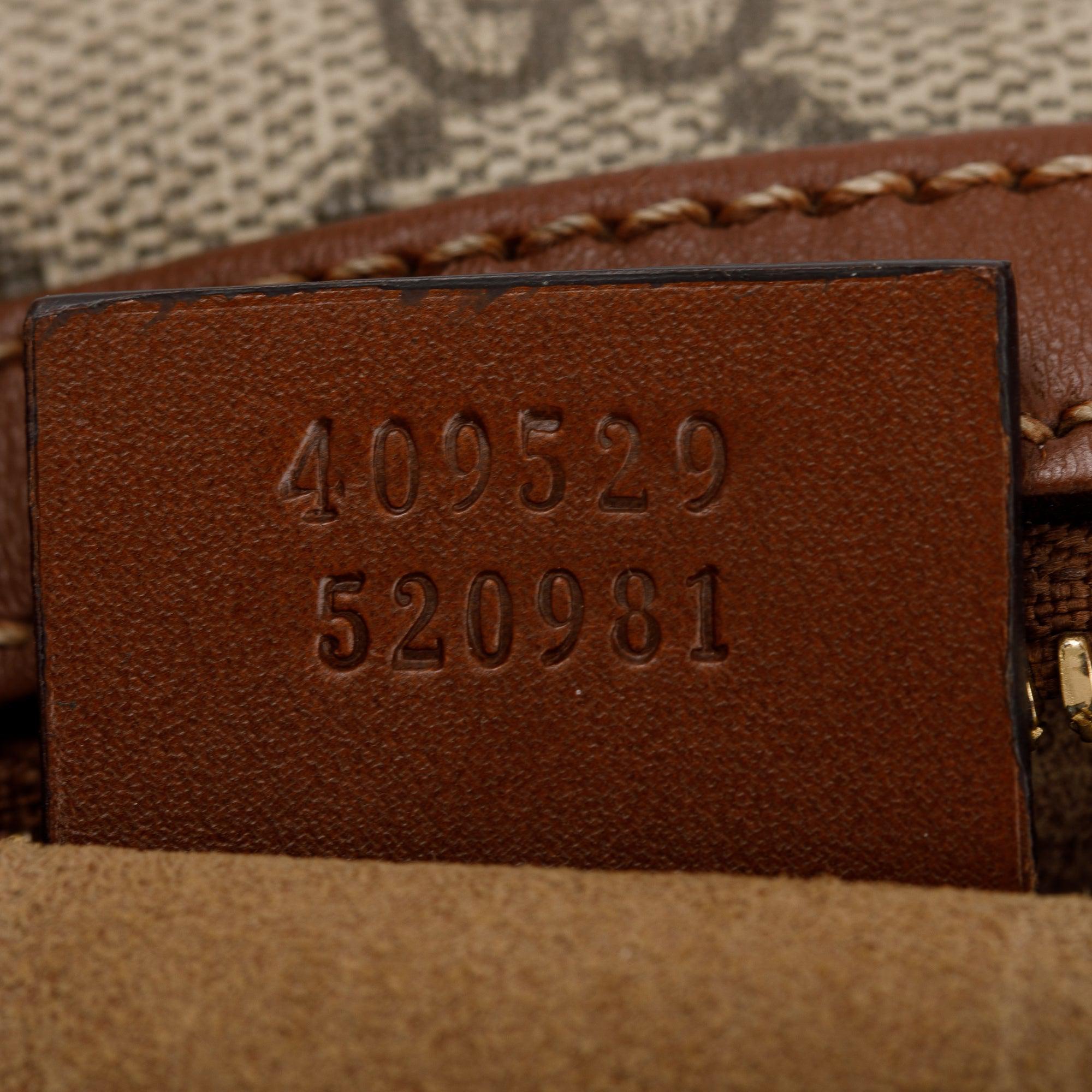 Gucci GG Supreme Brown Leather Small Boston Bag w/ Strap