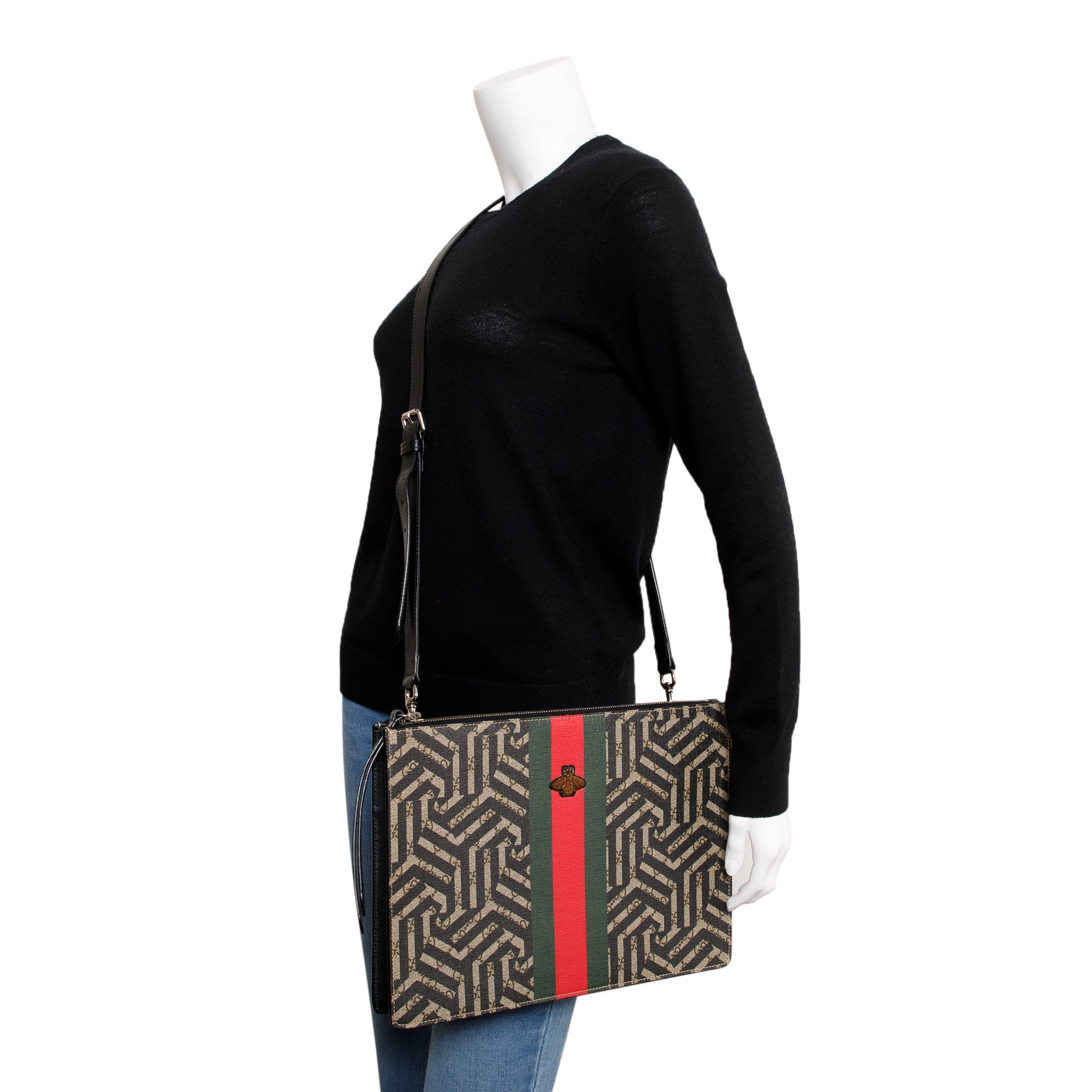 Gucci GG Supreme Caliedo Web Bee Large Crossbody Bag