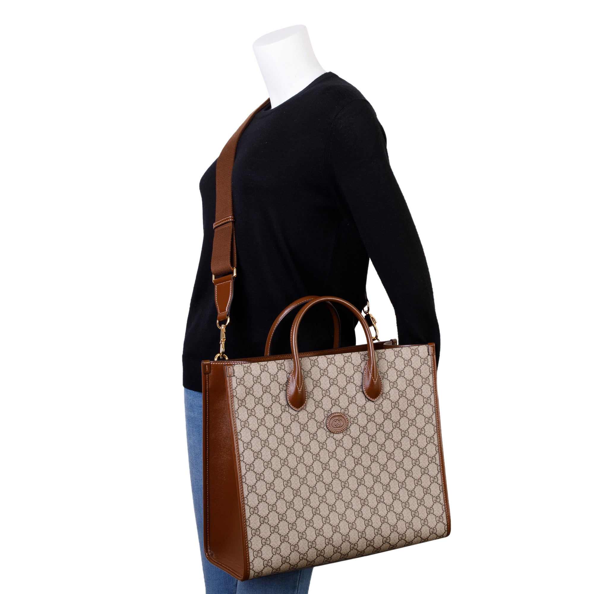 Gucci GG Supreme Canvas Interlocking G Medium Tote w/ Strap