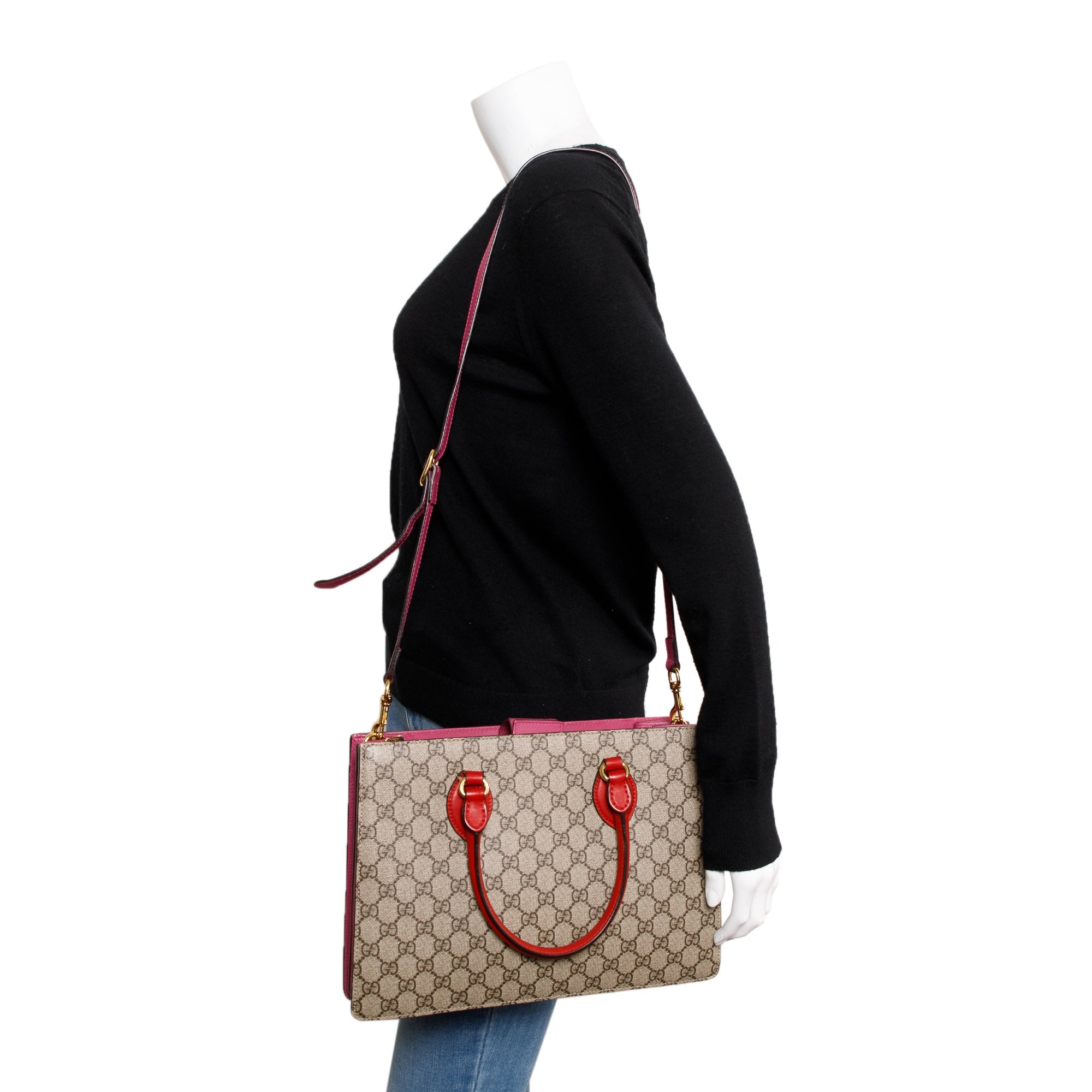 Gucci GG Supreme Convertible Handle Bag w/ Strap