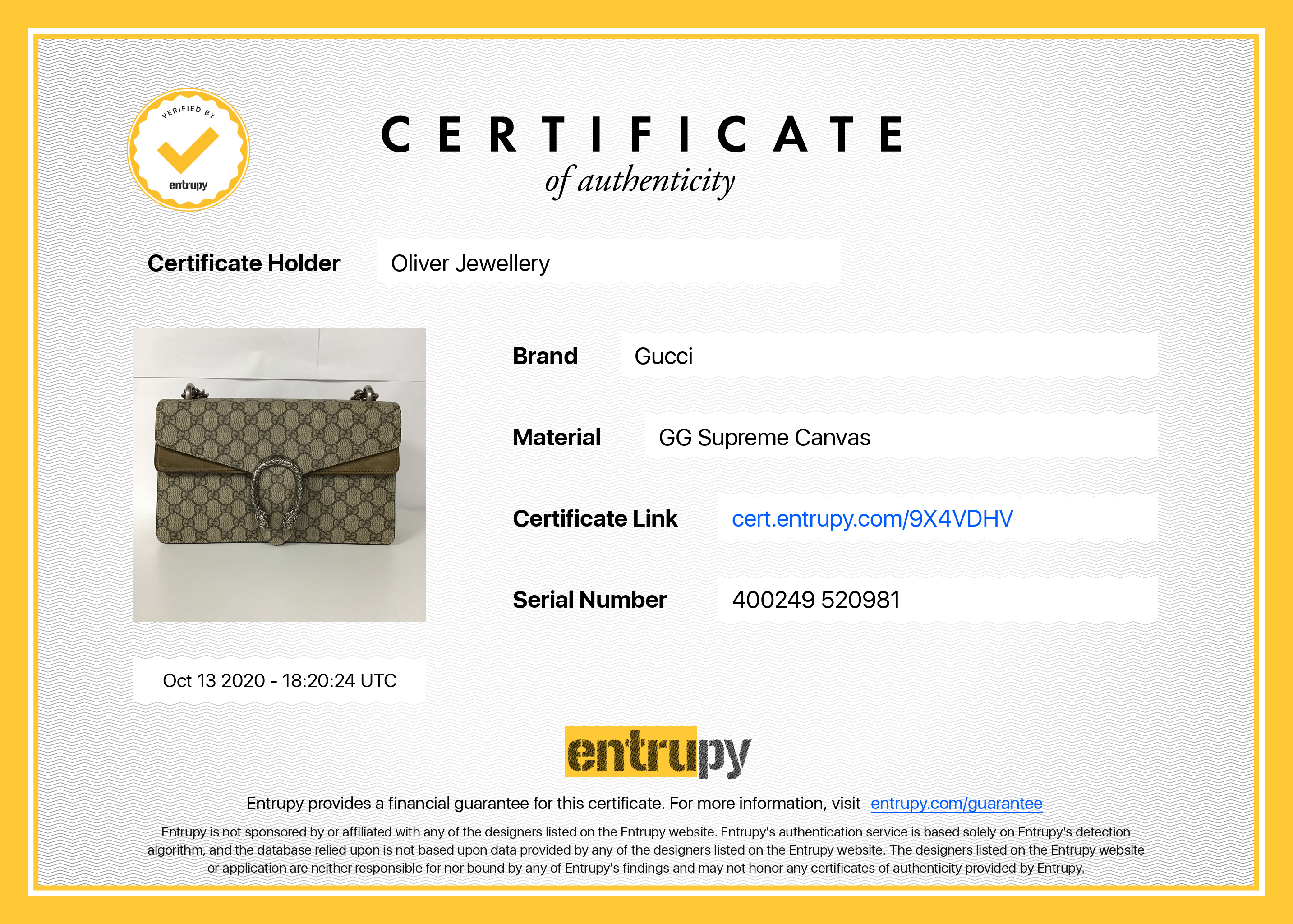 Gucci GG Supreme Dionysus Small Shoulder Bag