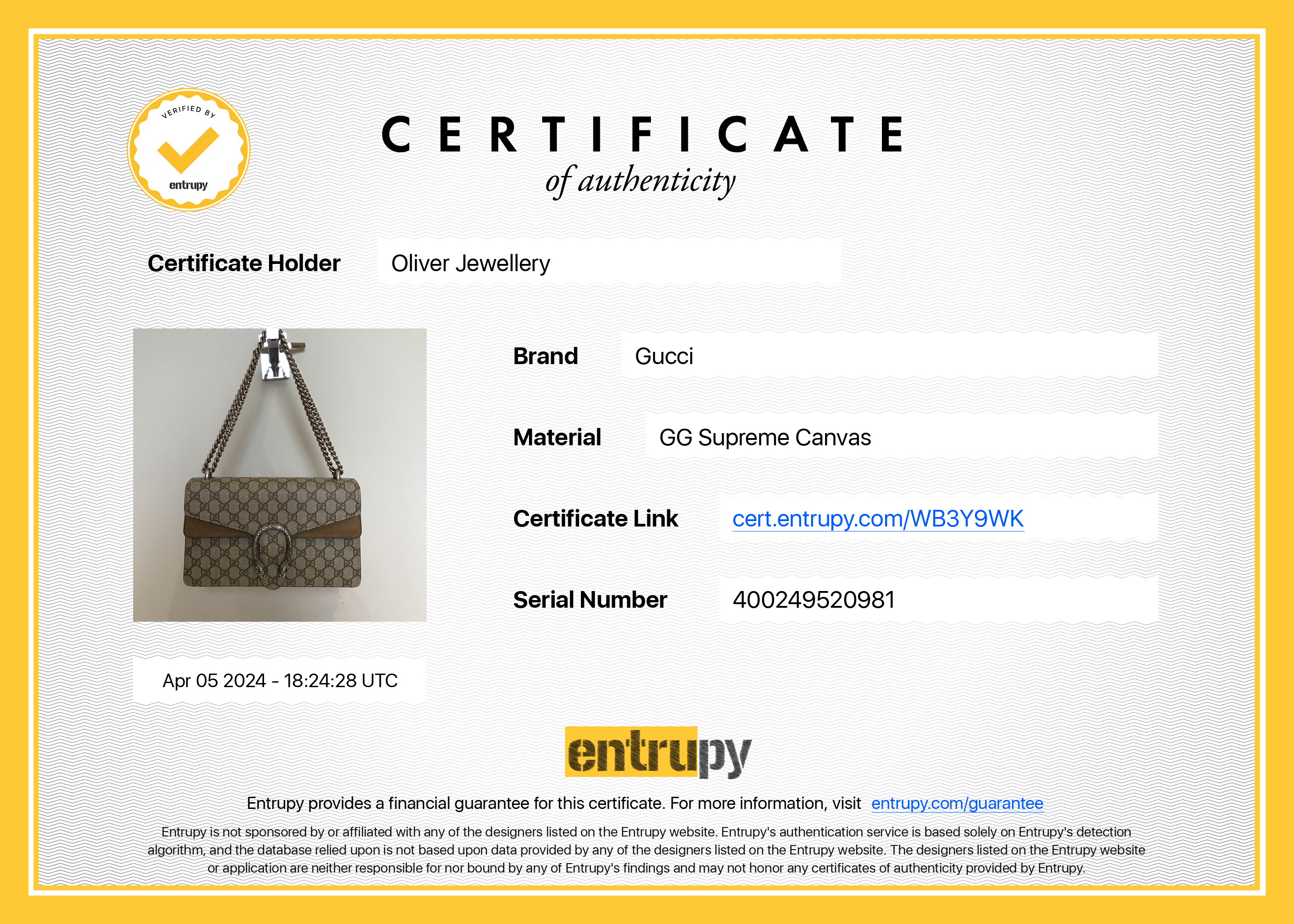 Gucci GG Supreme Dionysus Small Shoulder Bag
