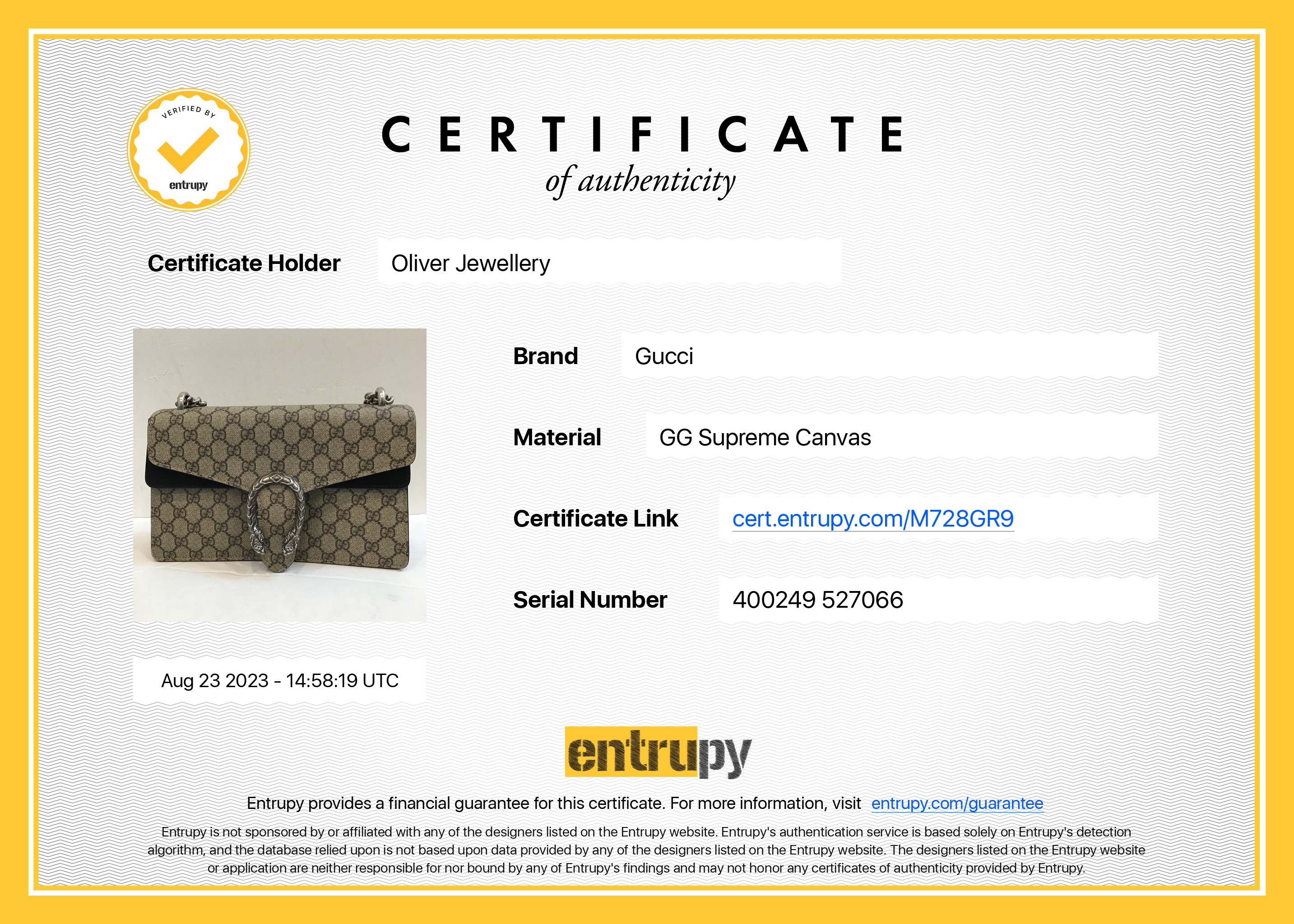 Gucci GG Supreme Dionysus Small Shoulder Bag