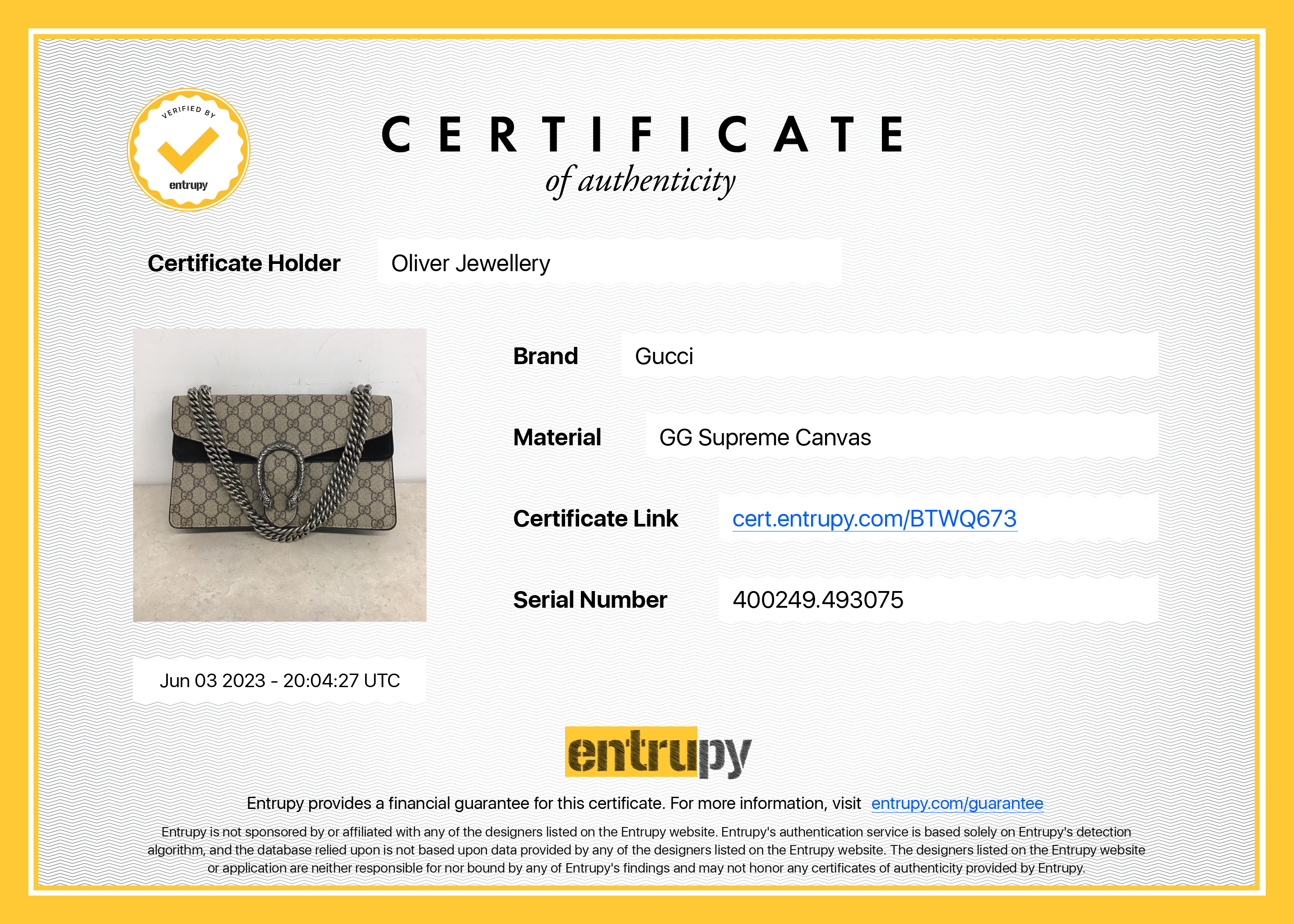 Gucci GG Supreme Dionysus Small Shoulder Bag