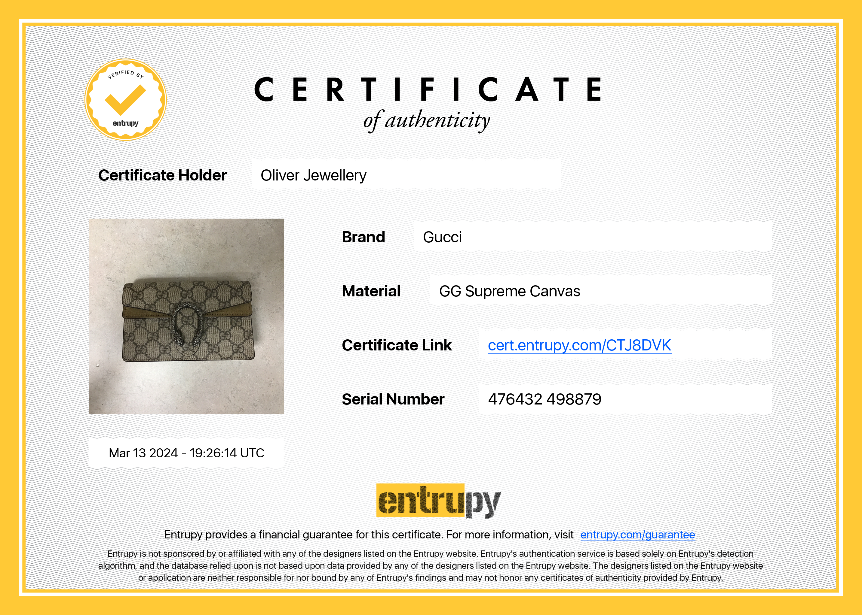 Gucci GG Supreme Dionysus Super Mini Bag w/ Box