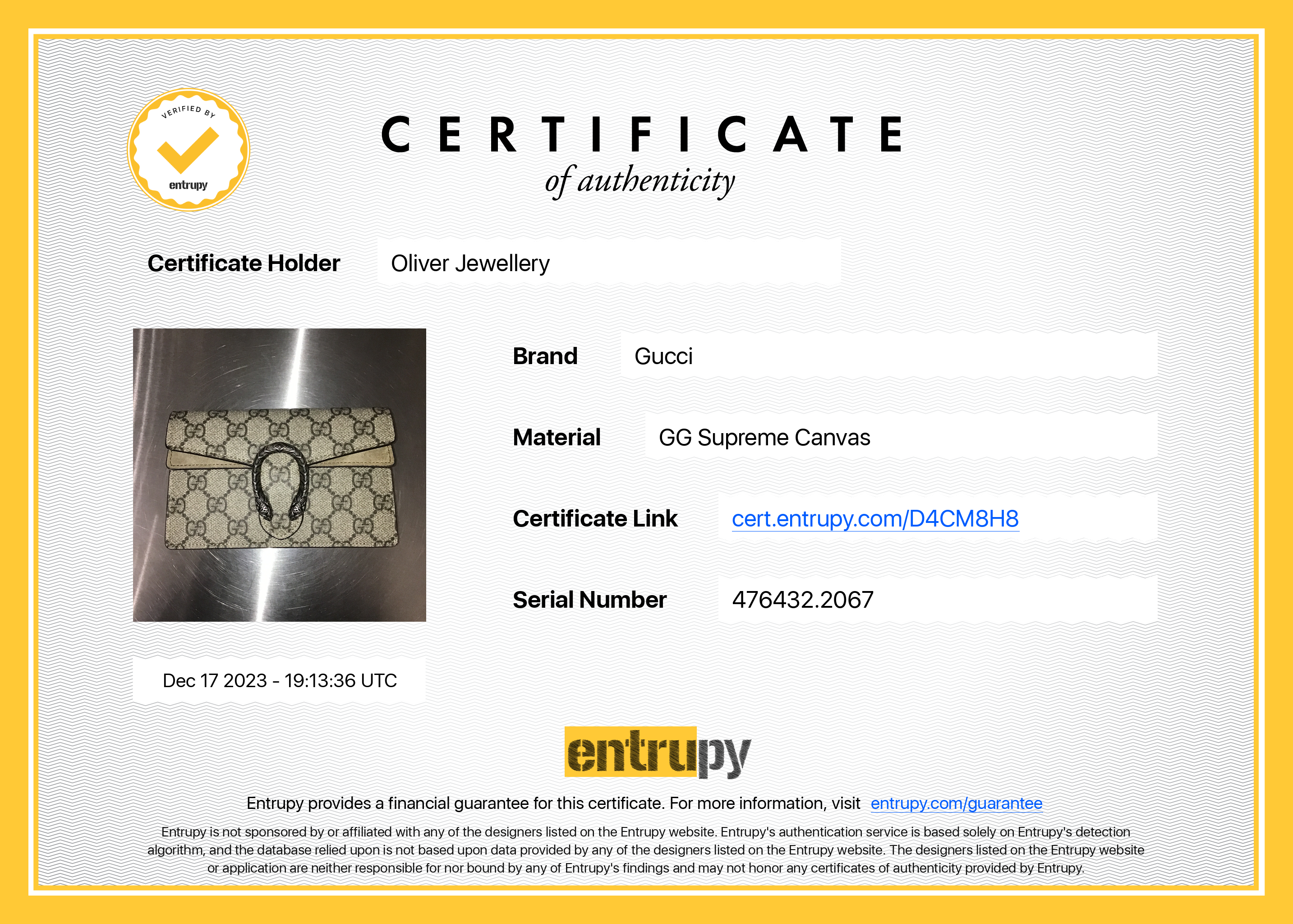 Gucci GG Supreme Dionysus Super Mini Bag w/ Box