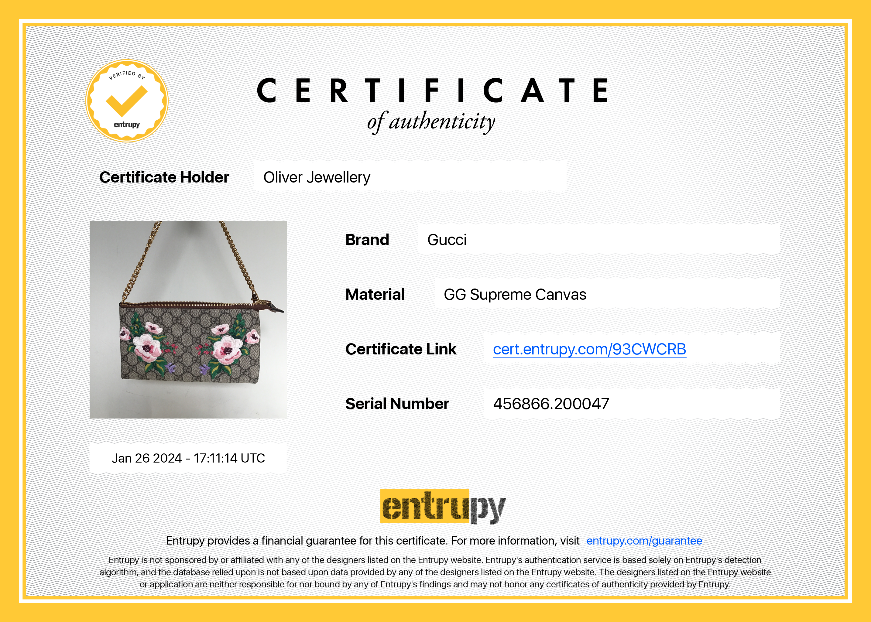 Gucci GG Supreme Embroidered Flower Chain Pochette