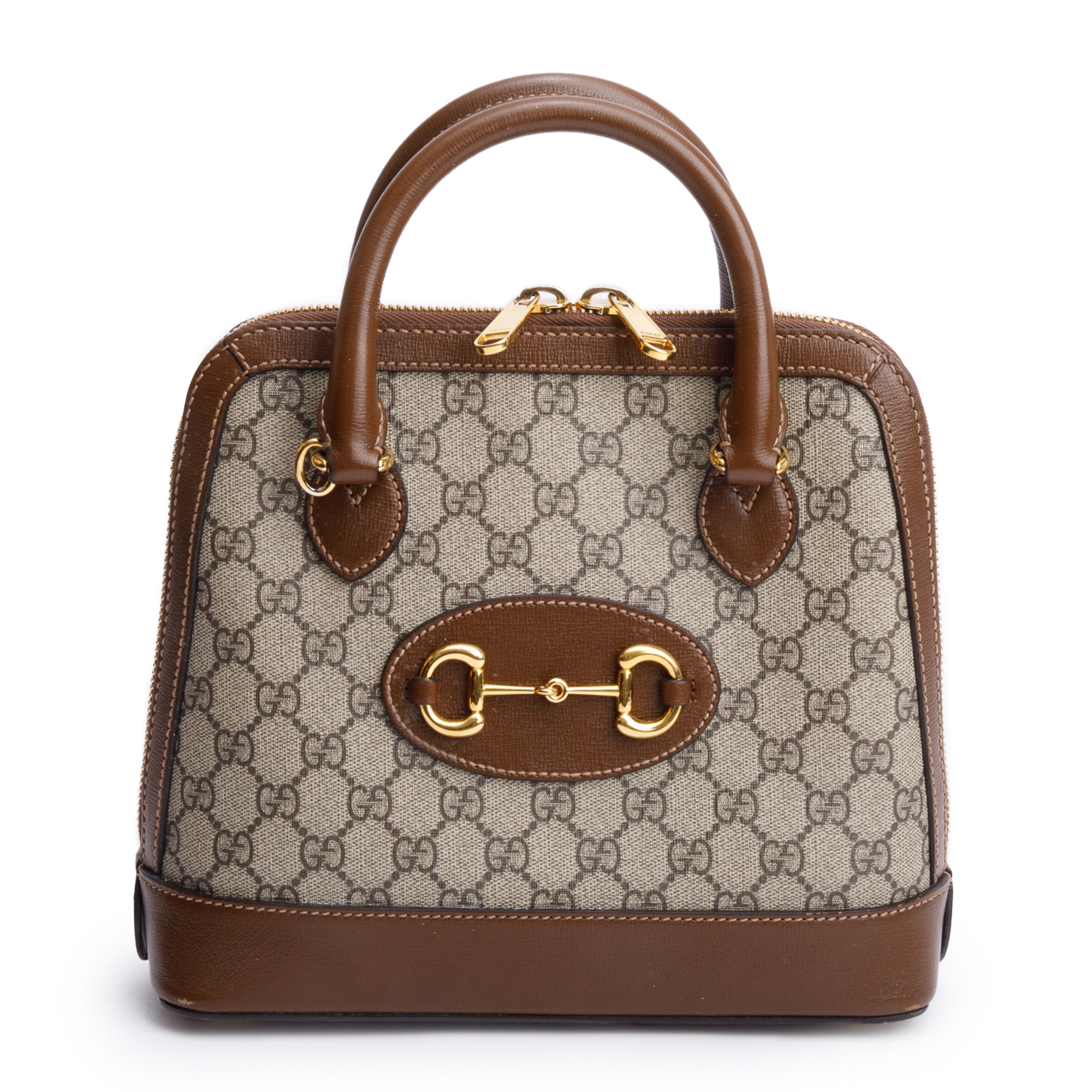 Gucci GG Supreme Horsebit 1955 Small Top Handle Bag w/ Strap